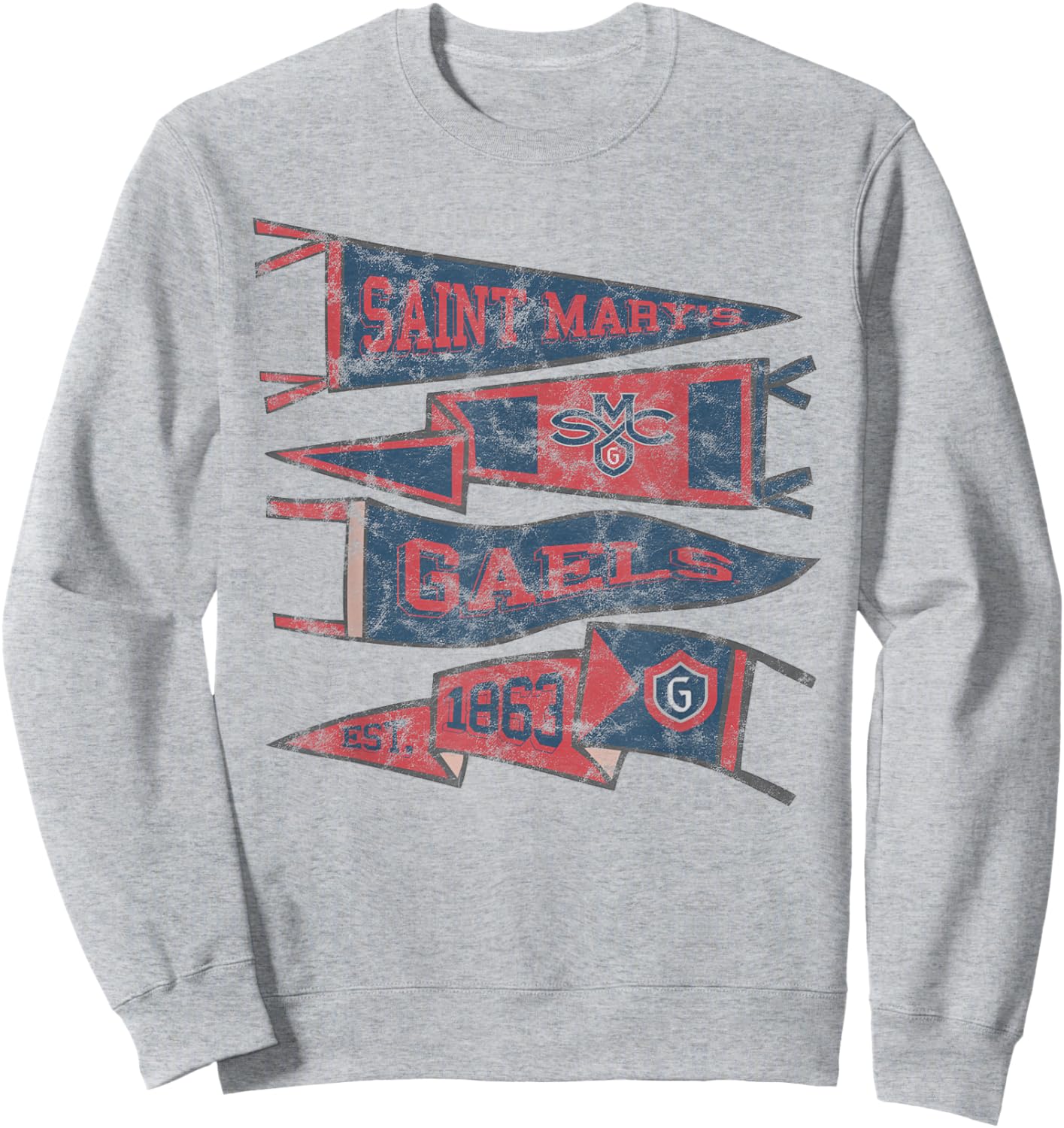 Saint Mary's College Gaels Distressed Pennants Sweatshirt - Sweatshirt | Ash