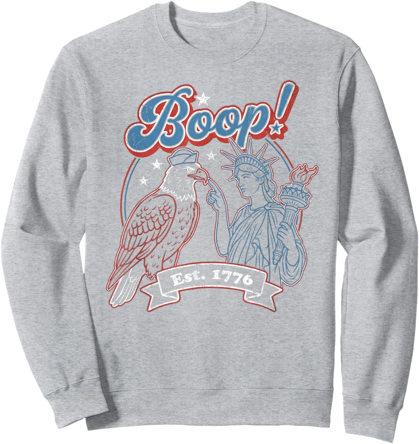 Boop 4th of July Retro Eagle Liberty America Vintage USA Sweatshirt - Sweatshirt | Ash