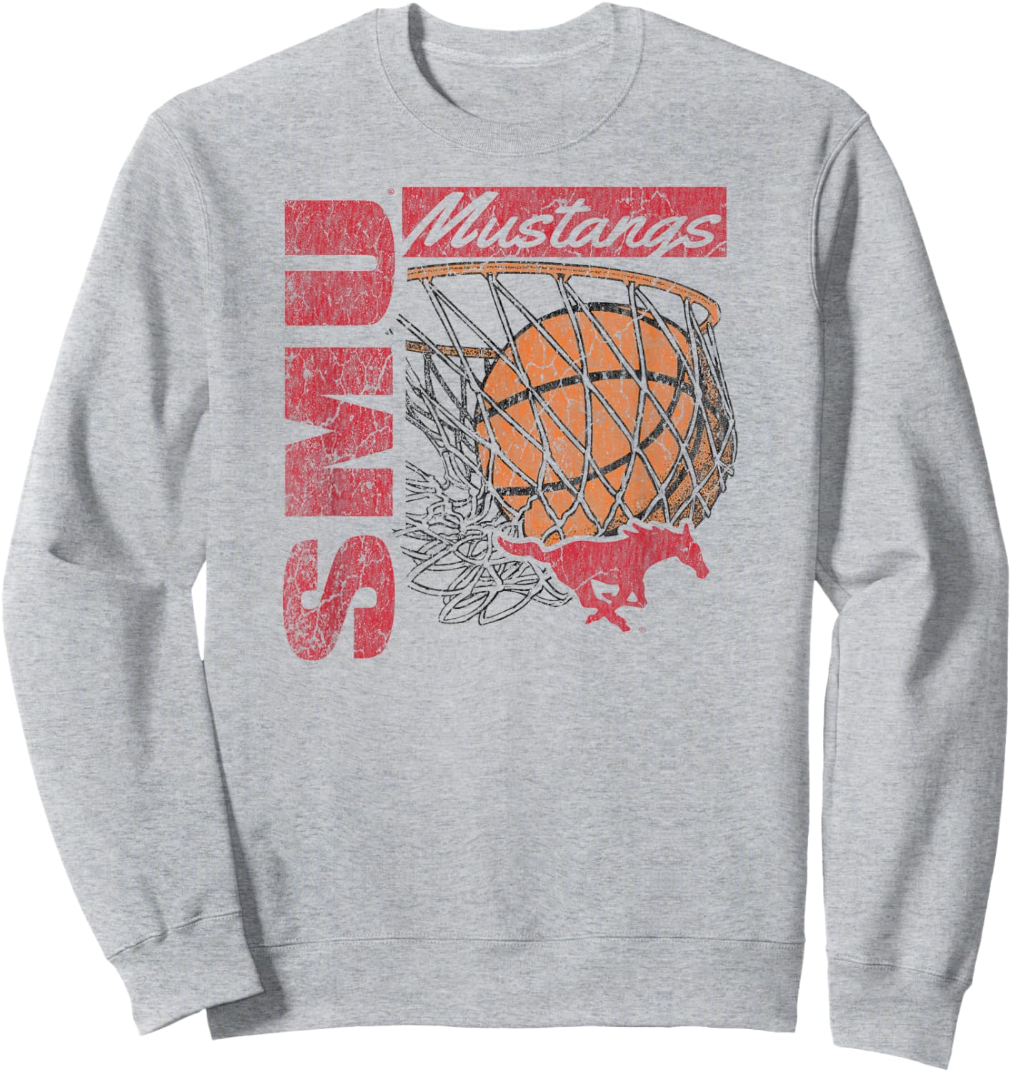 SMU Mustangs Vintage Basketball 90's White Sweatshirt - Sweatshirt | Ash