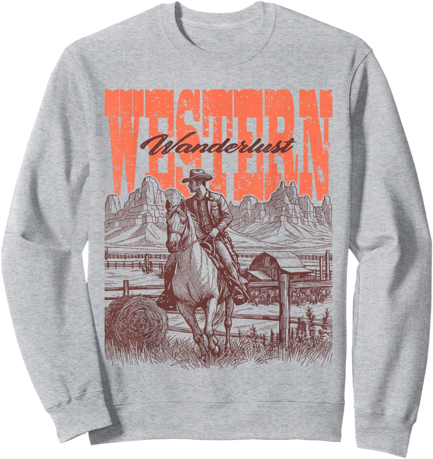 Vintage Cowboy Cowgirl Country & Western Wild West Horse Sweatshirt - Sweatshirt | Ash