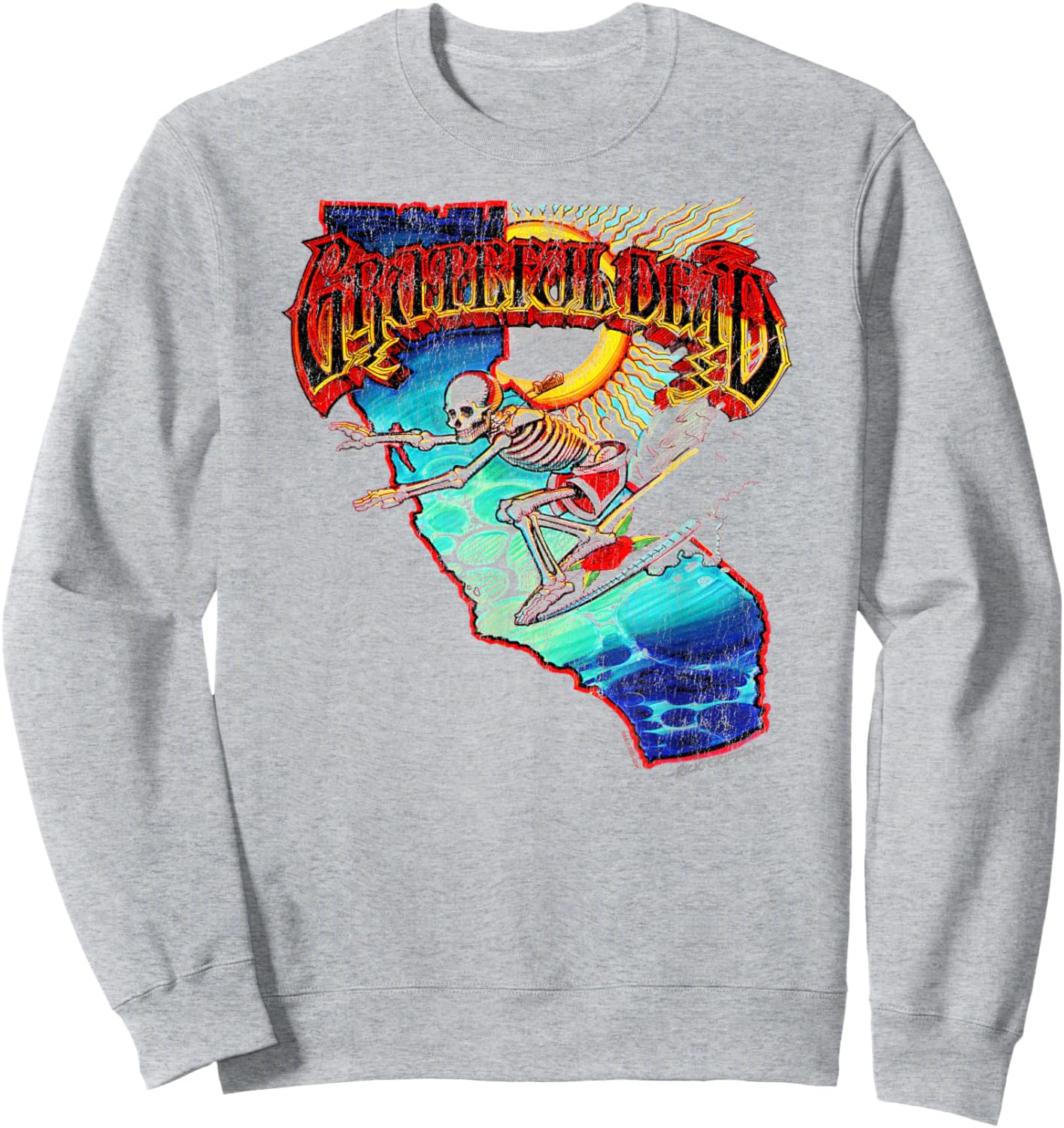 Grateful Dead Surfing California Skeleton Vintage Band Sweatshirt - Sweatshirt | Ash