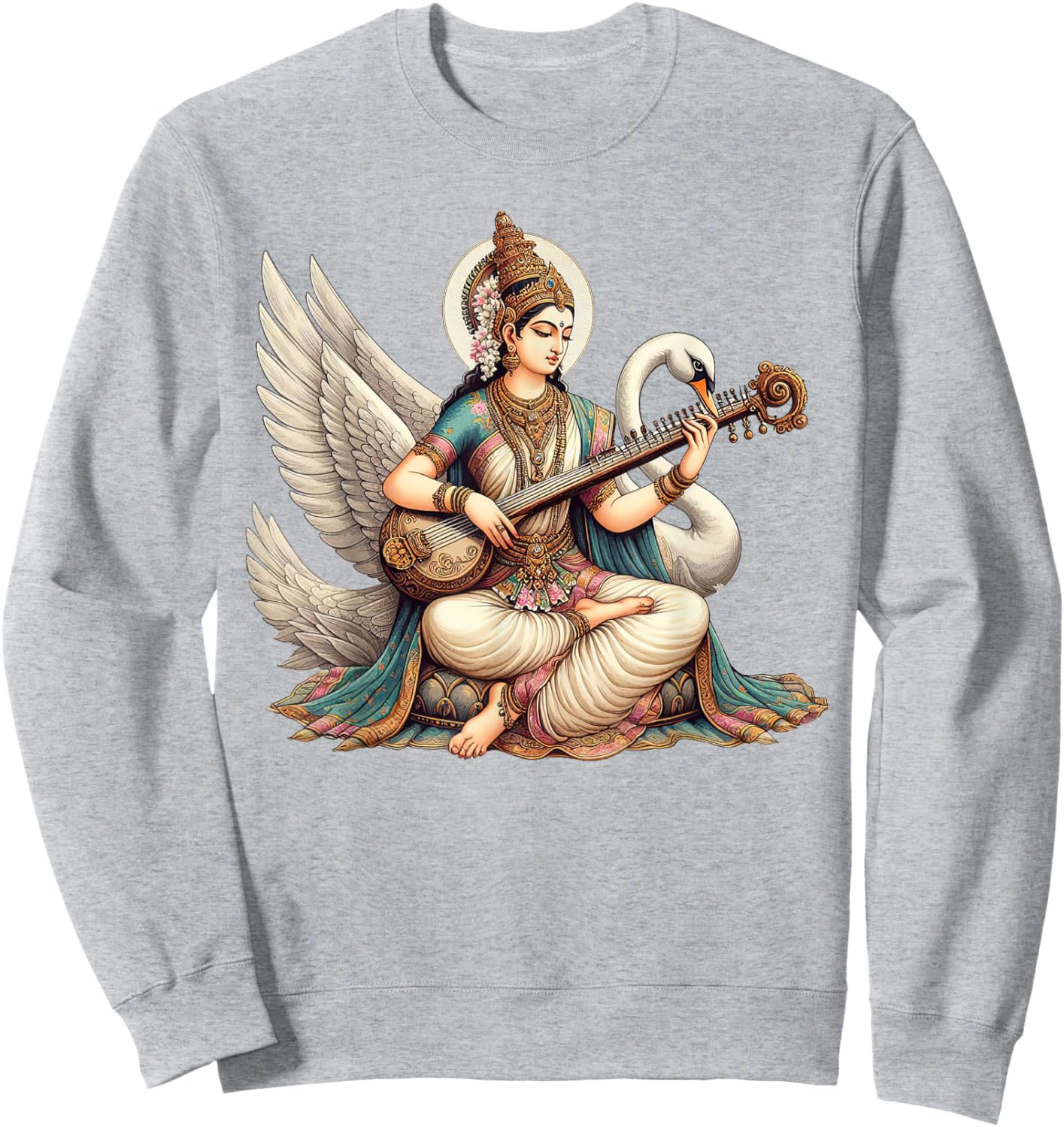 Hindu Saraswati Goddess Ancient Mythology Hinduism Sweatshirt - Sweatshirt | Ash
