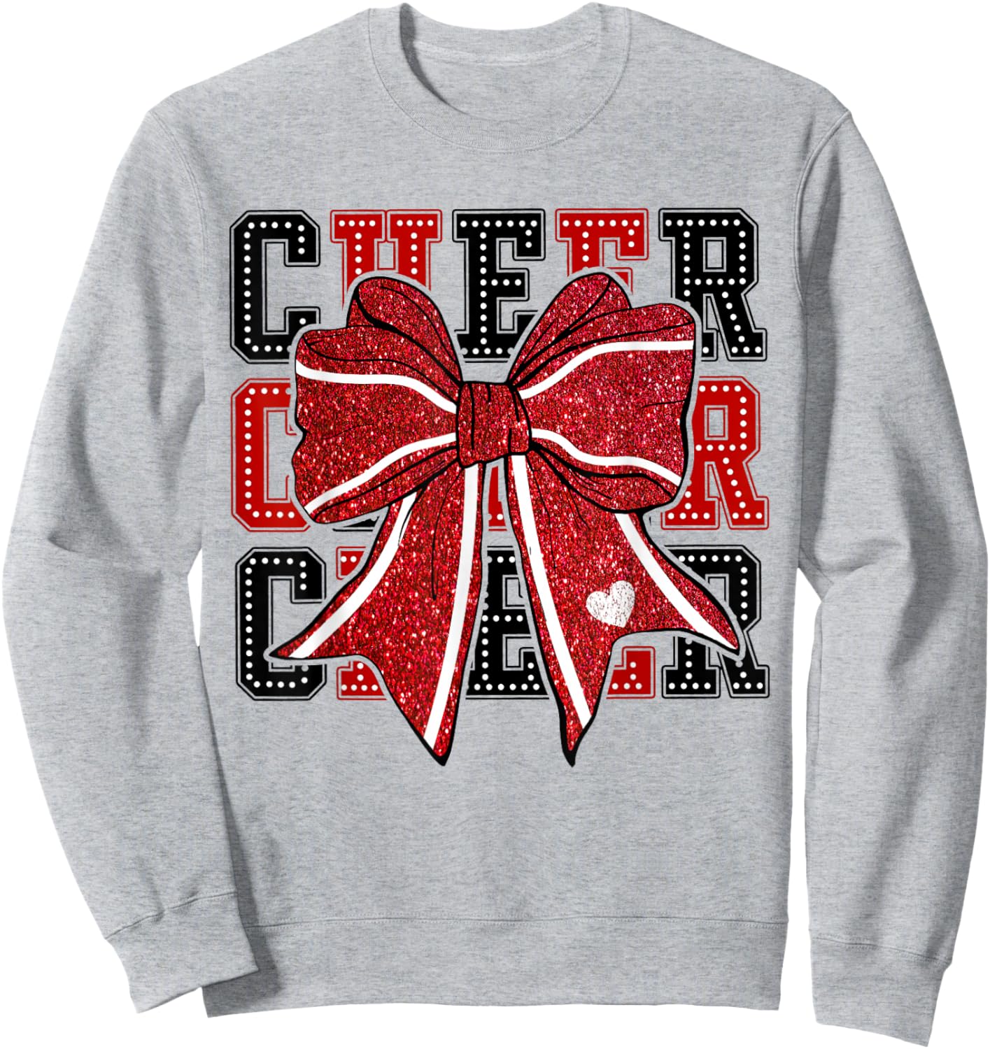 Cheerleading Coquette Black and Red Cheer Mom Football Team Sweatshirt - Sweatshirt | Ash