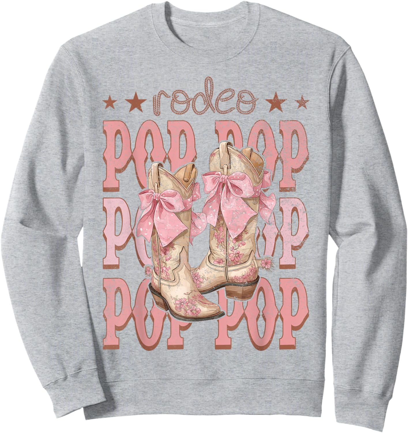 Rodeo Pop Pop Pink Boots Coquette Cow-Girl Birthday Party Sweatshirt - Sweatshirt | Ash