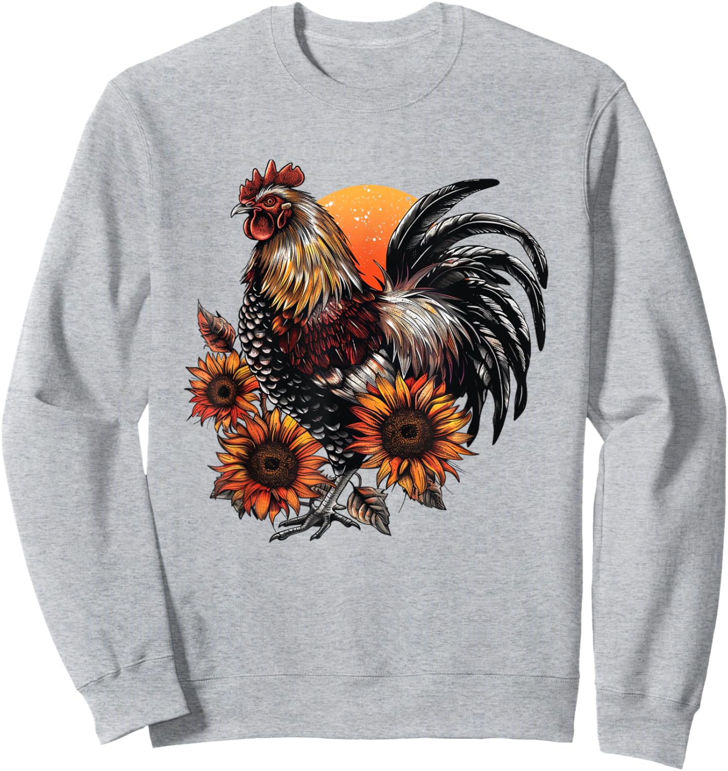 Rooster Orange Pattern Rooster Women Men Sweatshirt - Sweatshirt | Ash