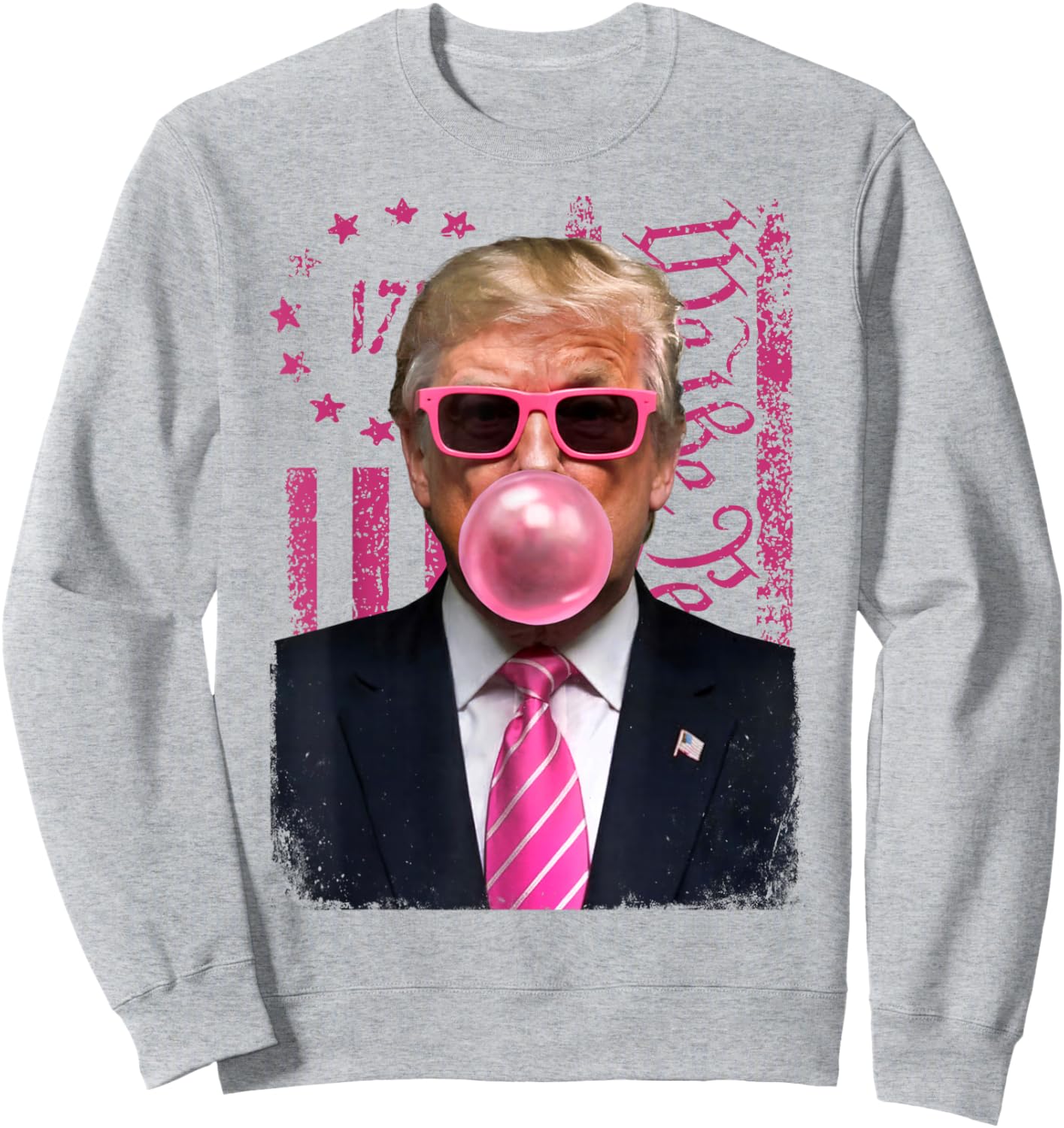 Donald Trump Pink Bubblegum Satire - Pop Art with USA Flag Sweatshirt - Sweatshirt | Ash