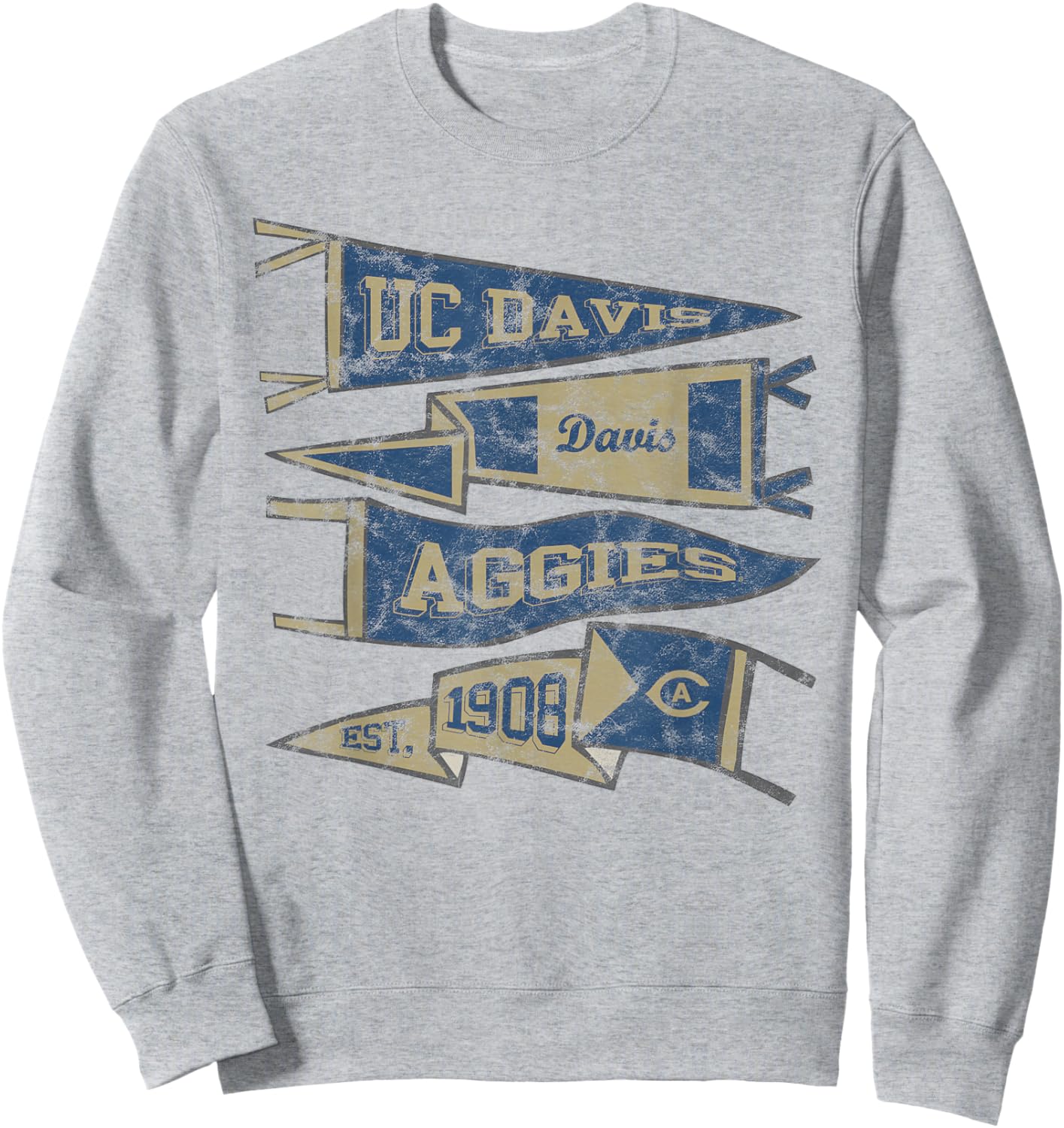 UC Davis Aggies Distressed Pennants Sweatshirt - Sweatshirt | Ash