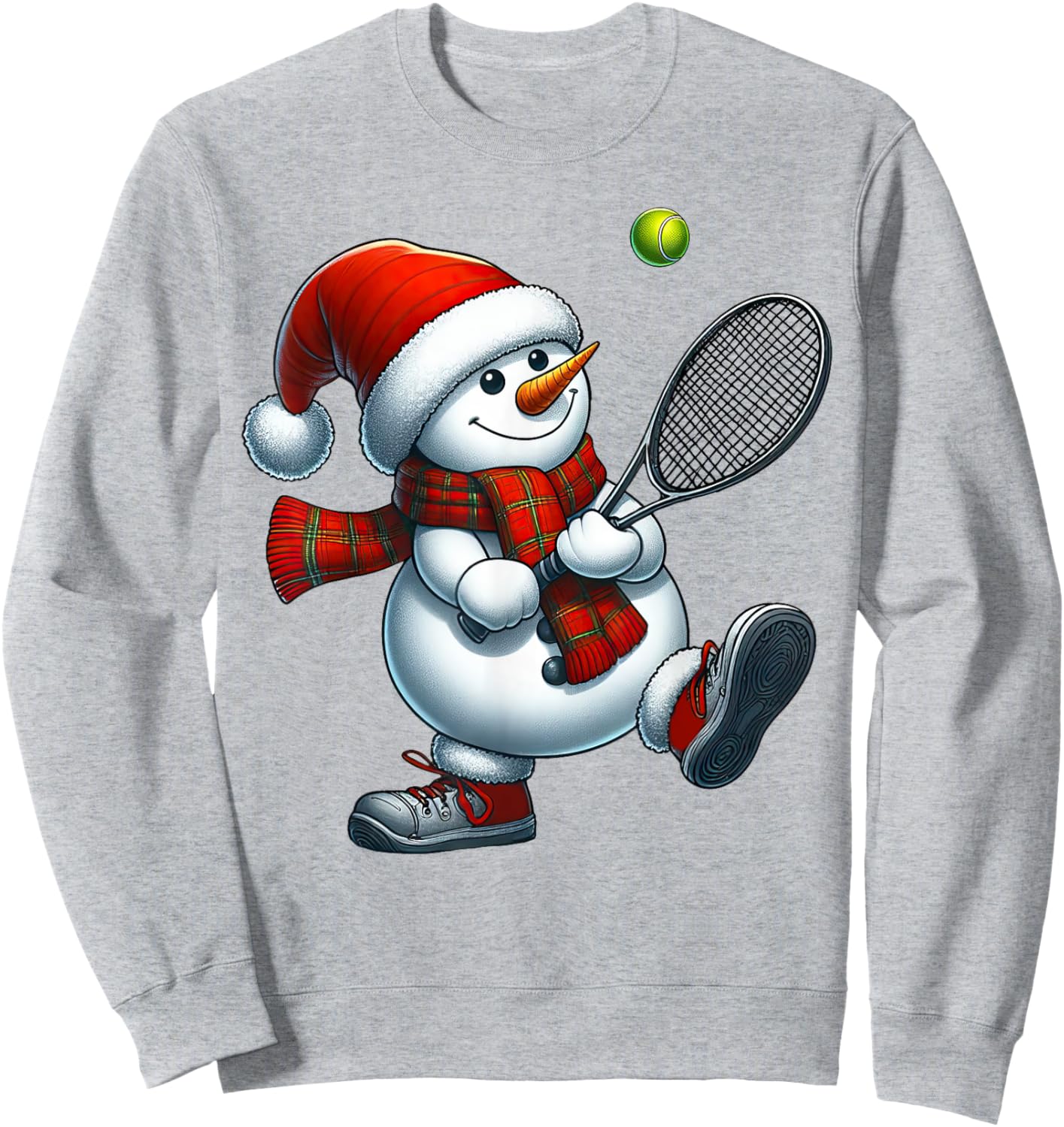Tennis Snowman Santa Hat Christmas Xmas Boys Girls Kids Sweatshirt - Sweatshirt | Ash