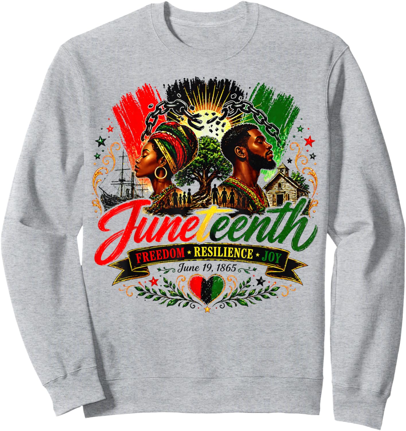 Juneteenth Black American Feedom 1865 Juneteenth Men Women Sweatshirt - Sweatshirt | Ash