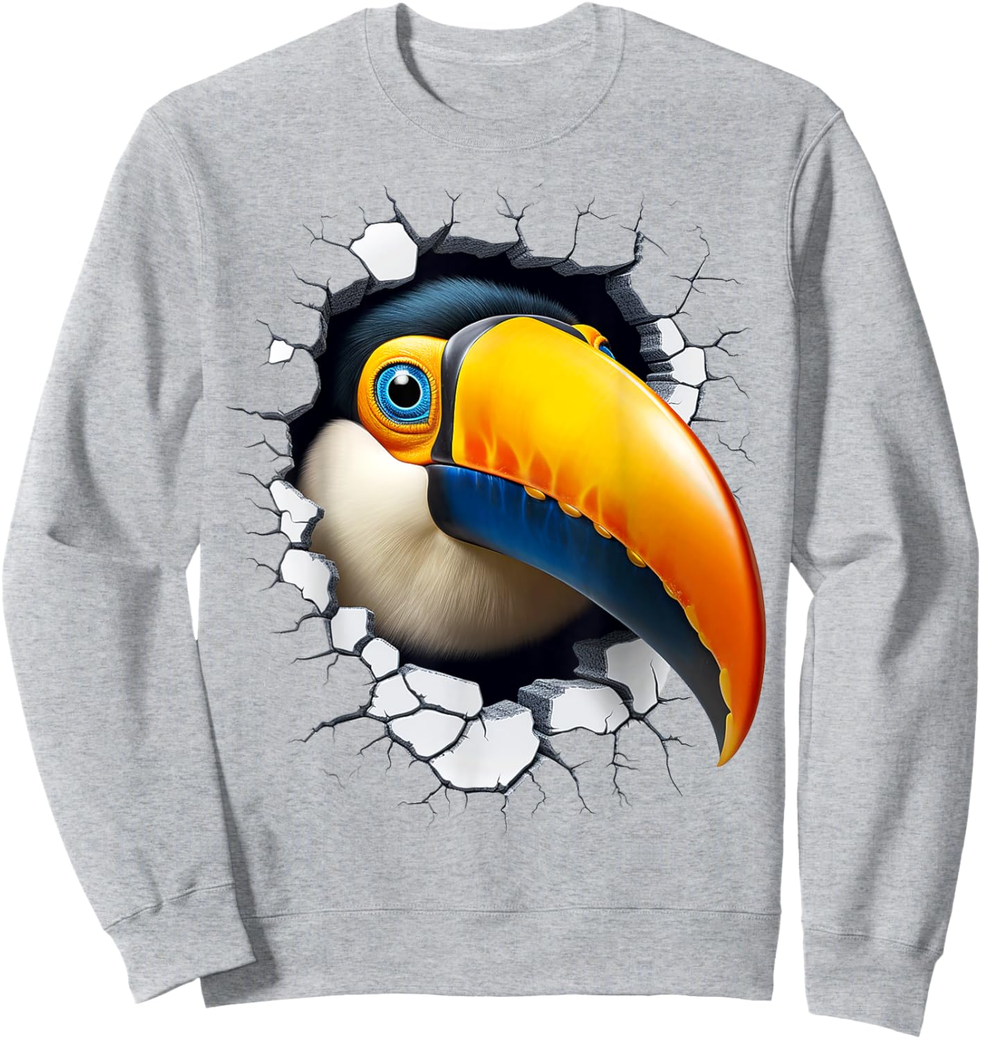 Toucan Animal Abstract Graphic Drawing Artwork Face Toucan Sweatshirt - Sweatshirt | Ash