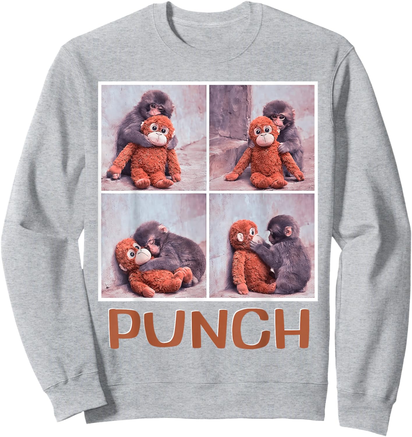 Punch Baby Monkey Meme Sweatshirt - Sweatshirt | Ash
