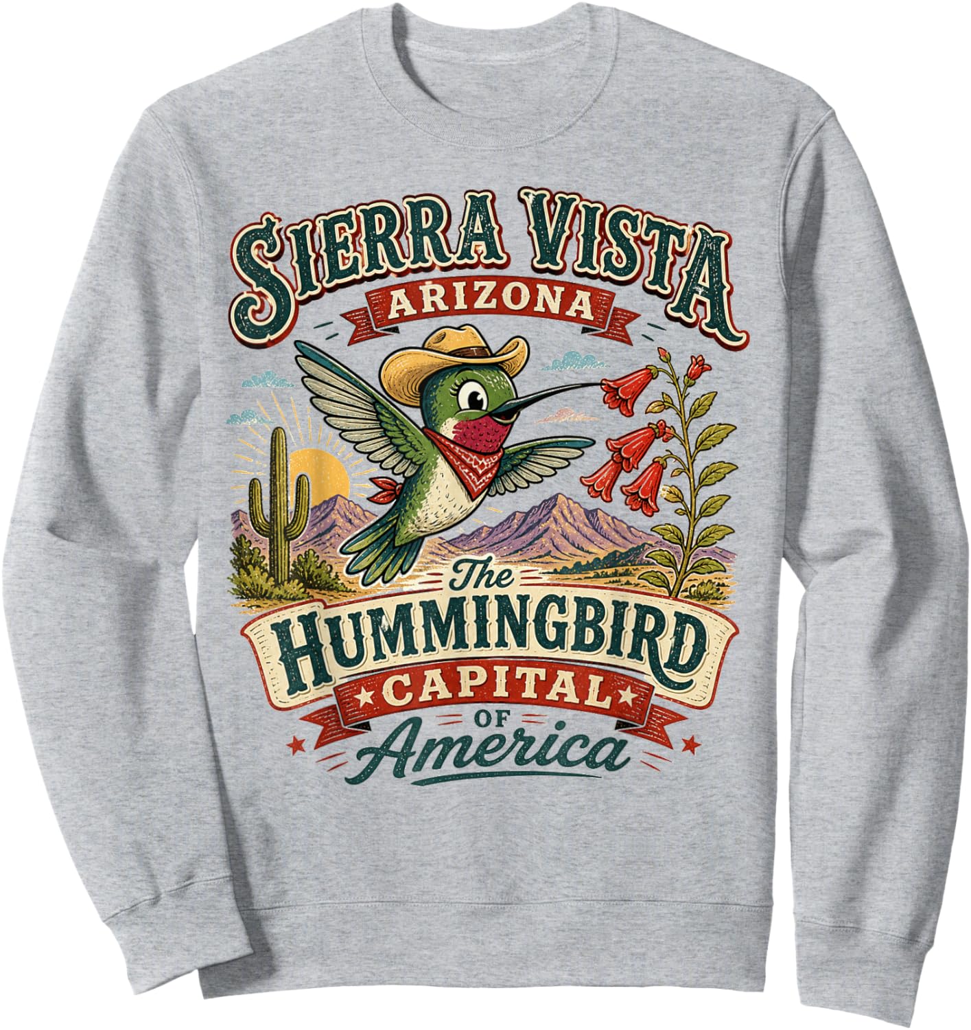 Sierra Vista, Arizona - Hummingbird Capital - Vintage Logo Sweatshirt - Sweatshirt | Ash