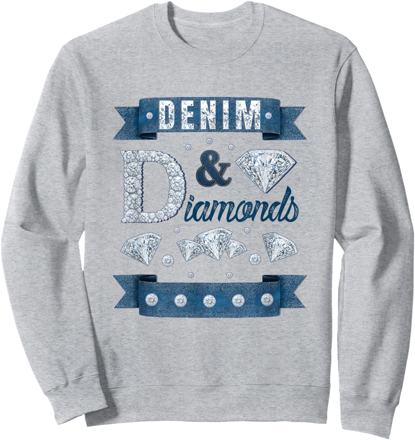 Denim and Diamonds Western Cowgirl Glam Style Men Sweatshirt - Sweatshirt | Ash
