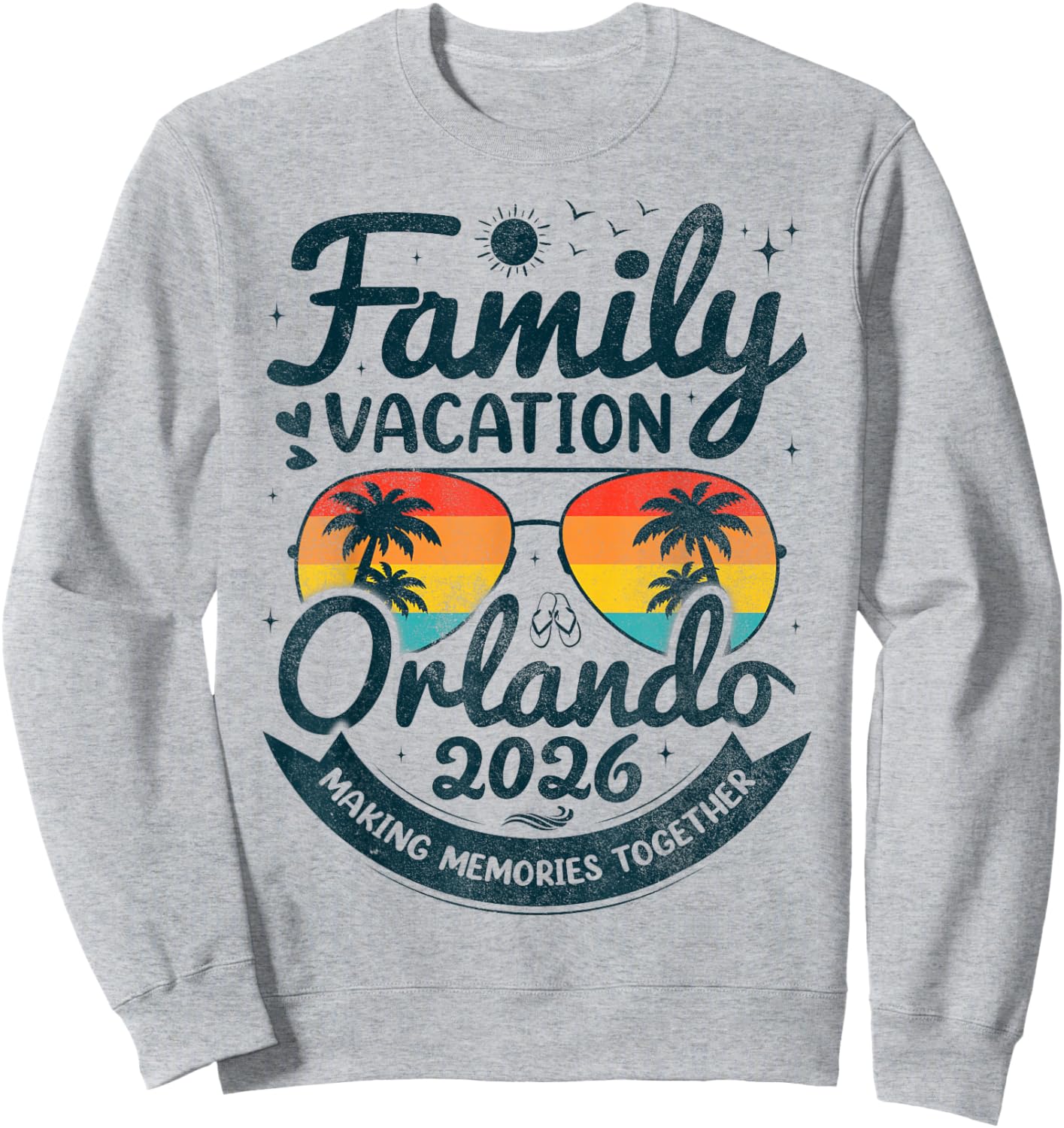 Family Vacation Orlando Beach 2026 Vintage Florida Group Sweatshirt - Sweatshirt | Ash