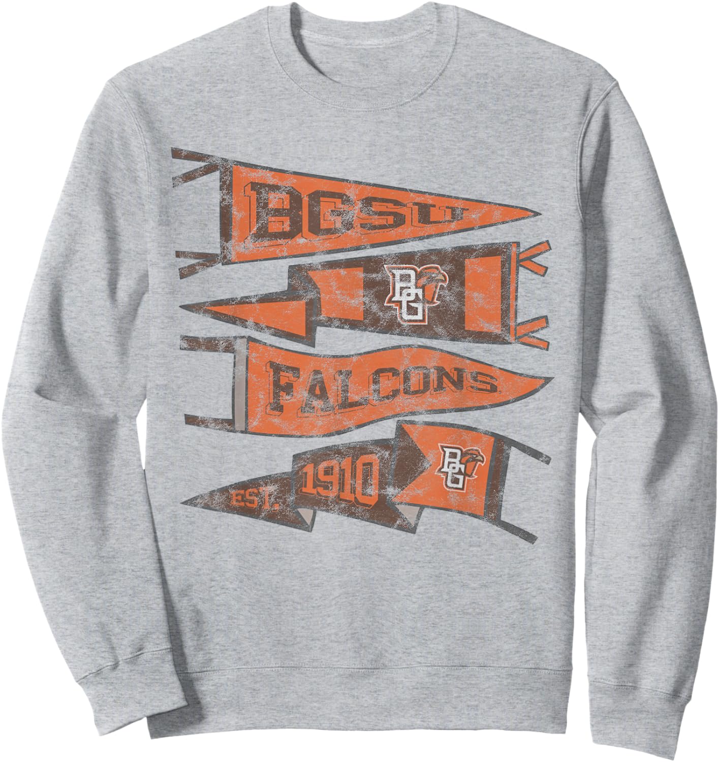 Bowling Green BGSU Falcons Distressed Pennants Sweatshirt - Sweatshirt | Ash