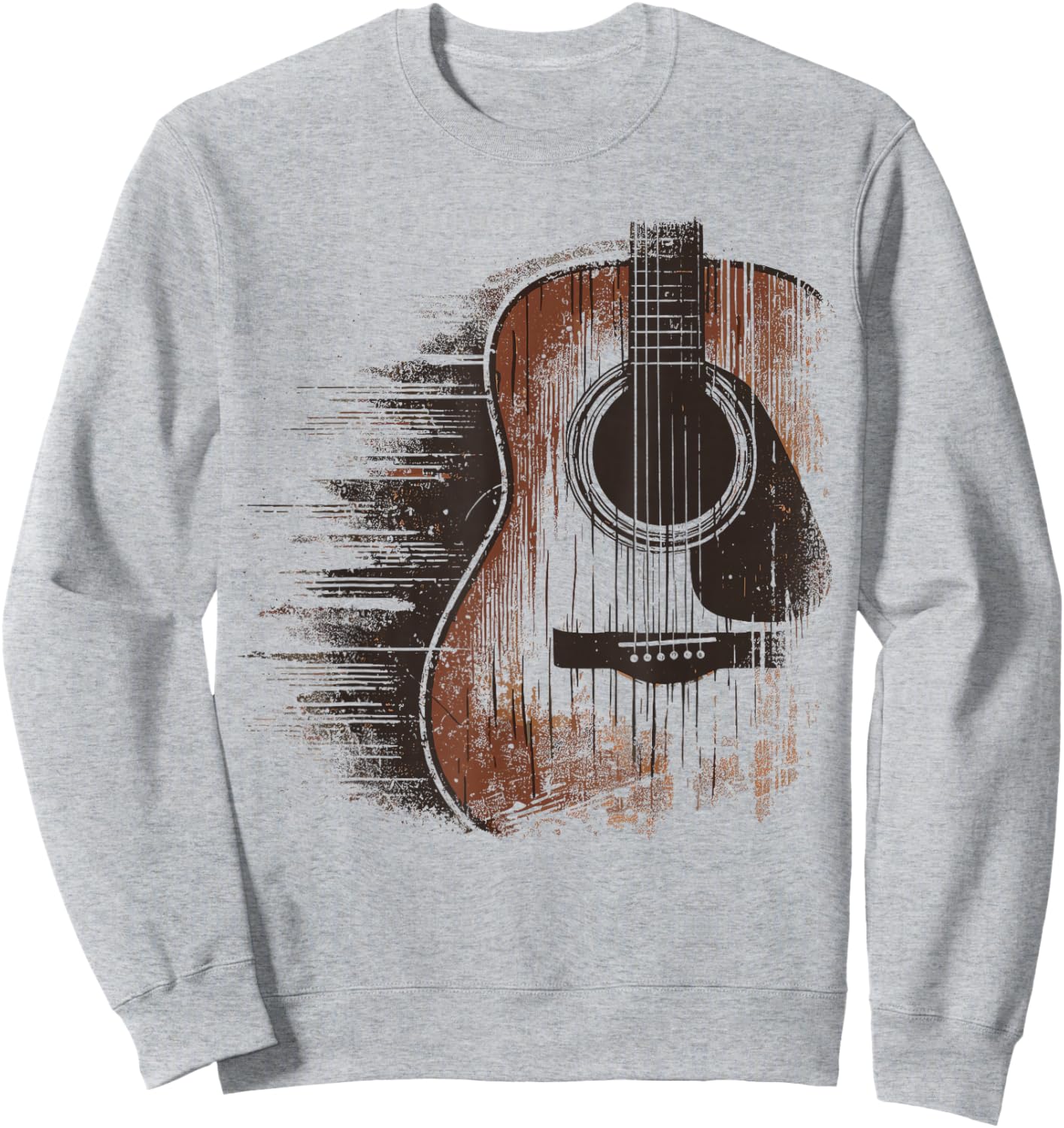 Musician Guitarist Distressed Acoustic Guitar , -Adults, Blue, Small, Short Sleeve Sweatshirt - Sweatshirt | Ash