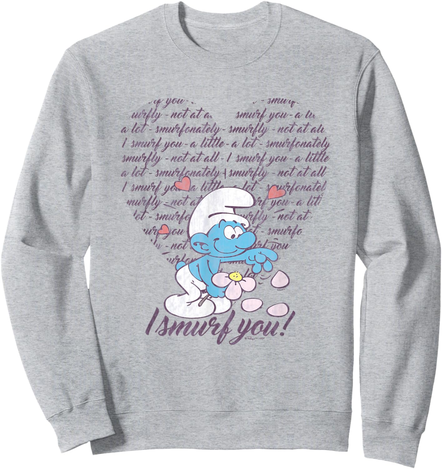 The Smurfs Valentine's Day I Smurf You! Vintage Heart Logo Sweatshirt - Sweatshirt | Ash