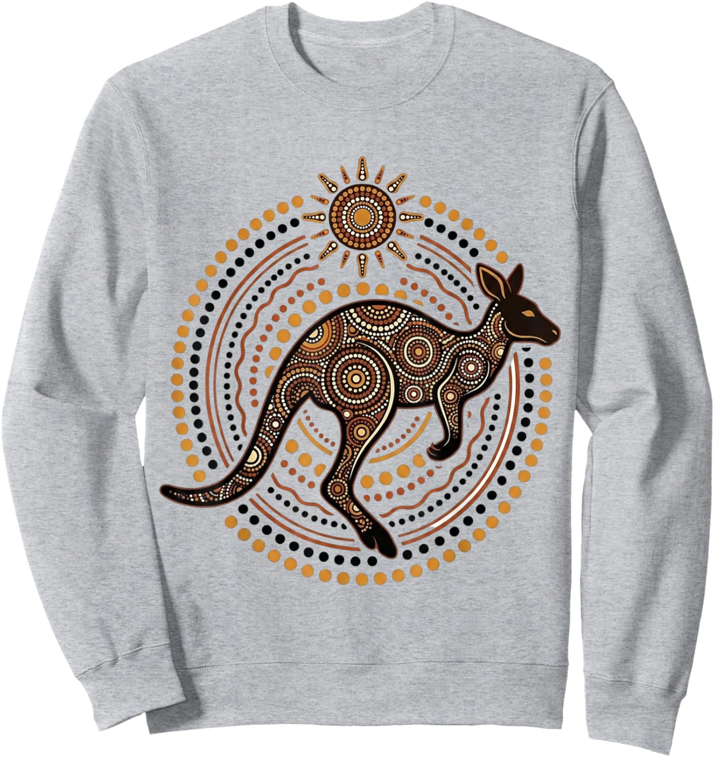 Australian Kangaroo Aboriginal Dot Art Sweatshirt - Sweatshirt | Ash