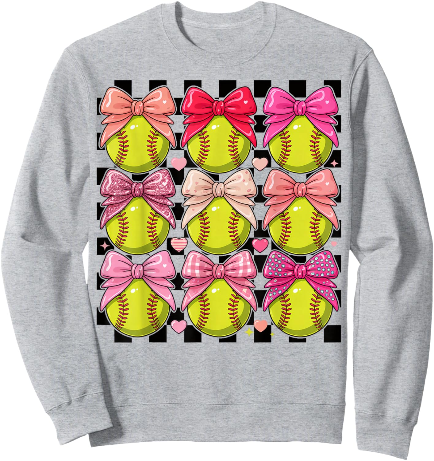 Girls Softball Pink Coquette Bow Softball Vibes Toddler Sweatshirt - Sweatshirt | Ash