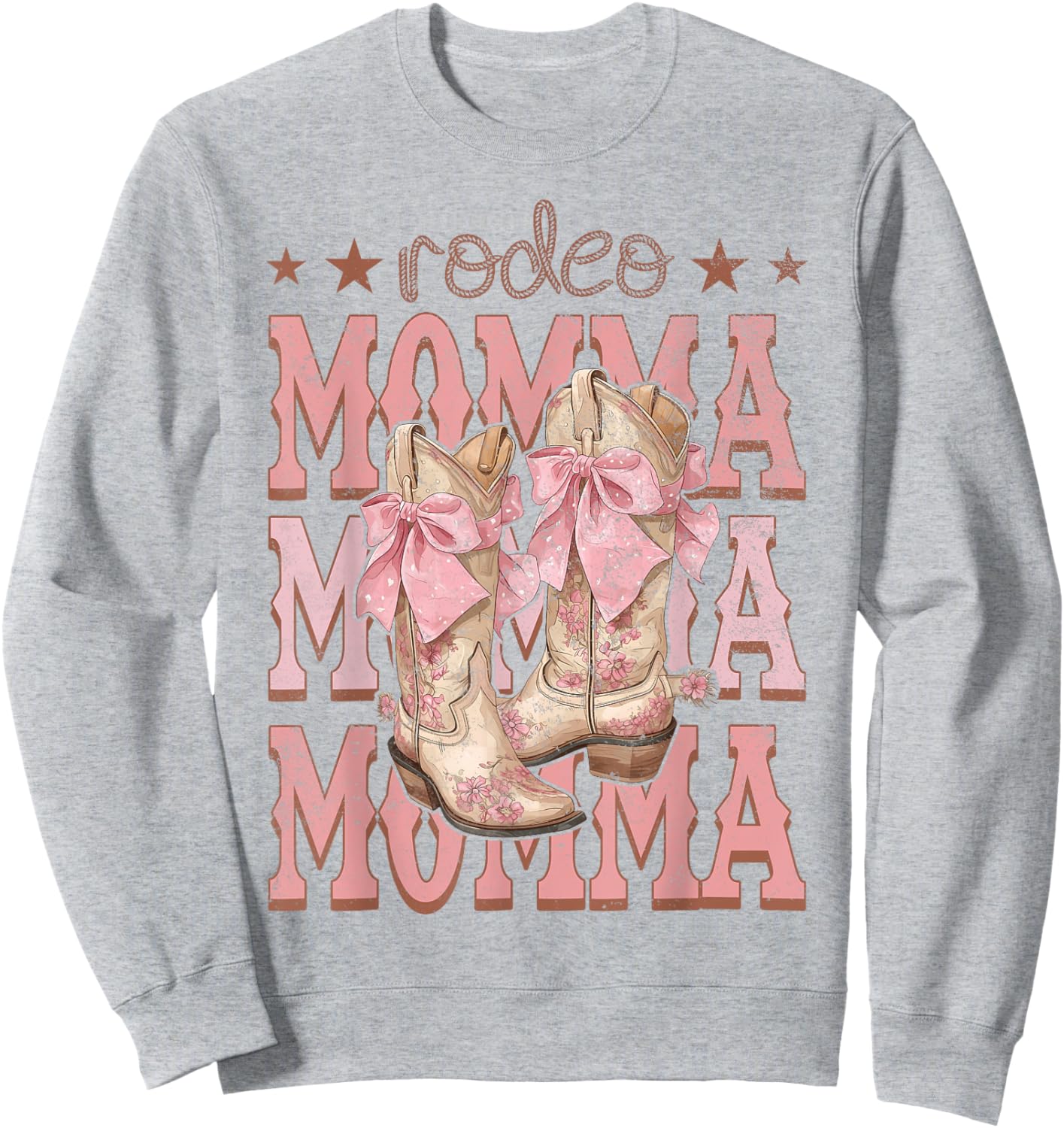 Rodeo Momma Pink Boots Coquette Cow-Girl Birthday Party Sweatshirt - Sweatshirt | Ash