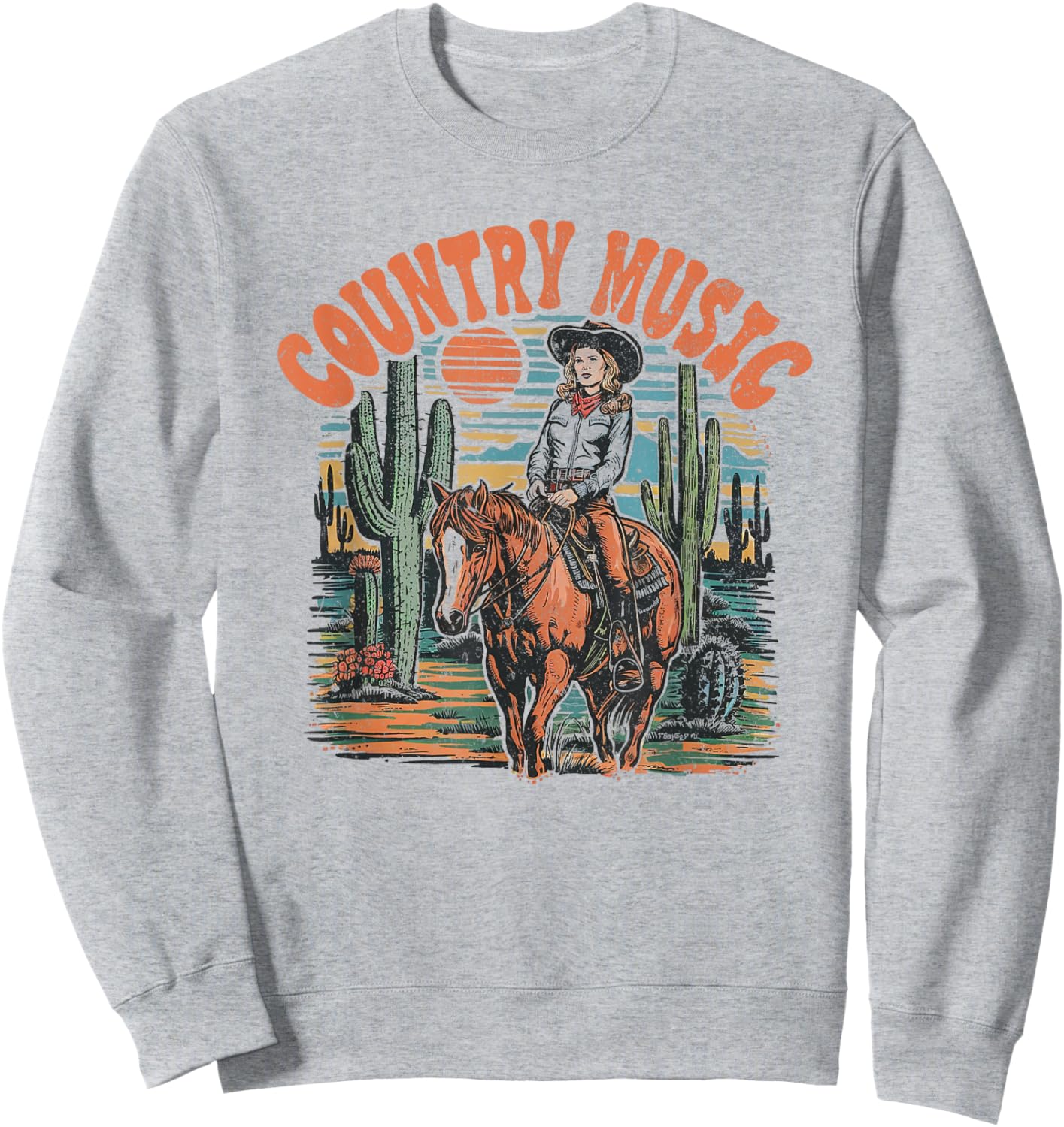 Cowgirl Horseback Western Life Rodeo Country Music Sweatshirt - Sweatshirt | Ash