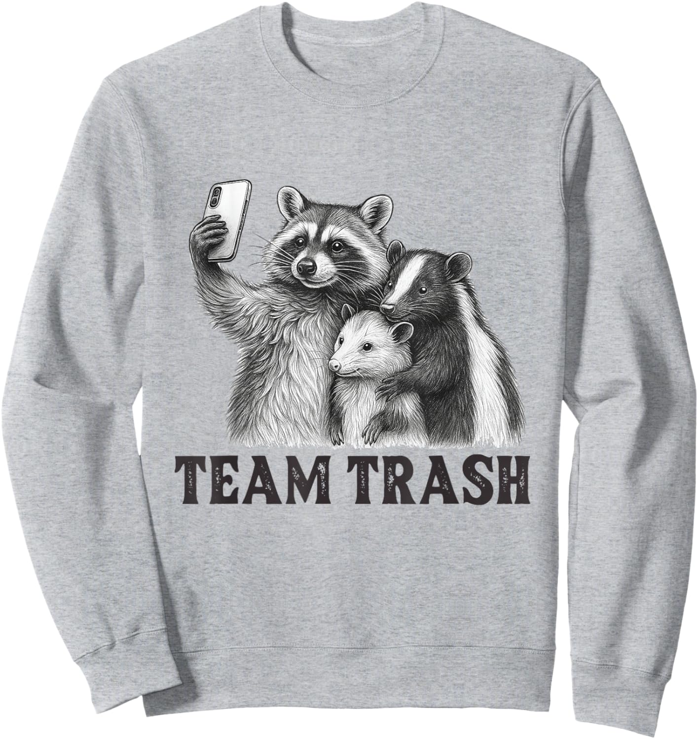 Team Trash Raccoon Opossum Skunk Sunglasses Feral Cats Sweatshirt - Sweatshirt | Ash