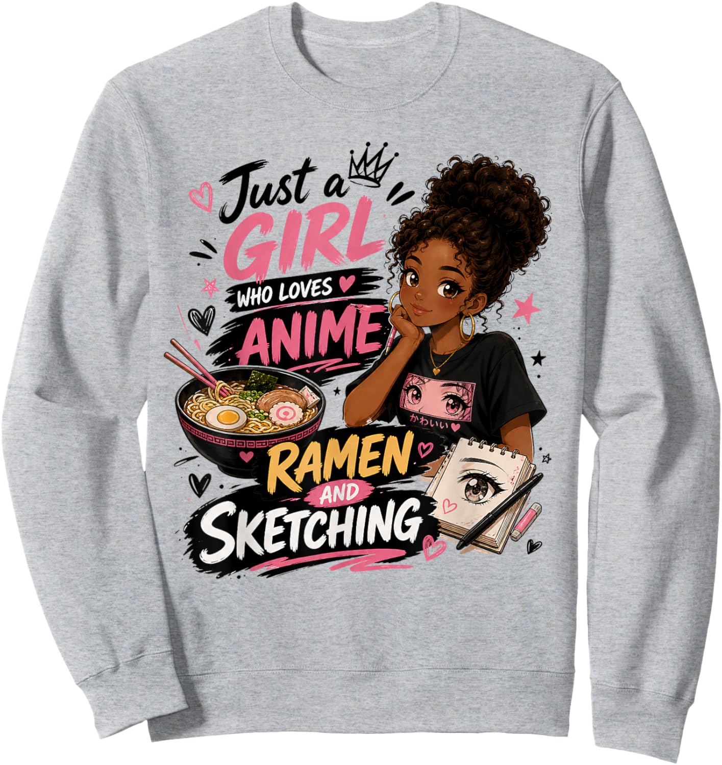 Just A Girl Who Loves Anime Ramen and Sketching Japan Anime Sweatshirt - Sweatshirt | Ash