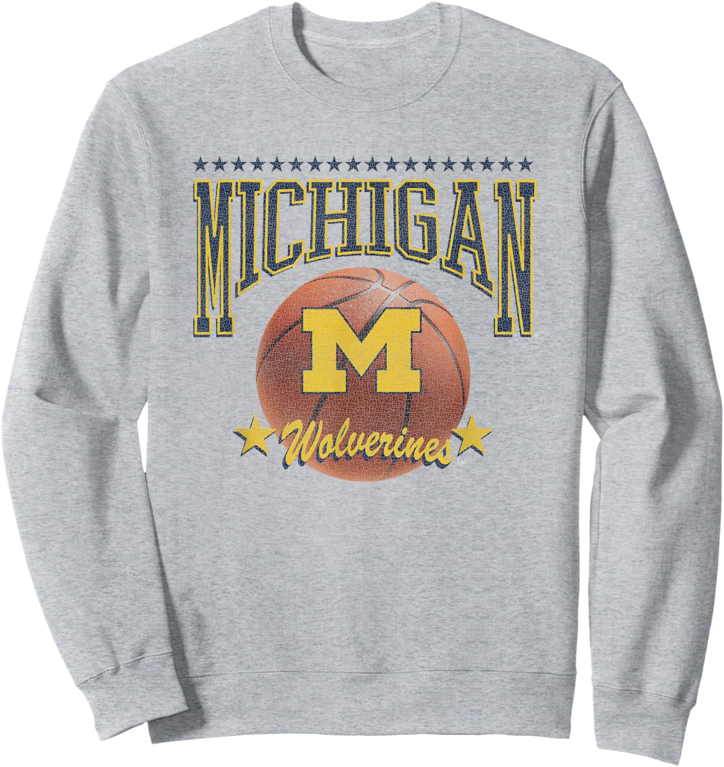 Michigan Wolverines Basketball Vintage Stars Sweatshirt - Sweatshirt | Ash