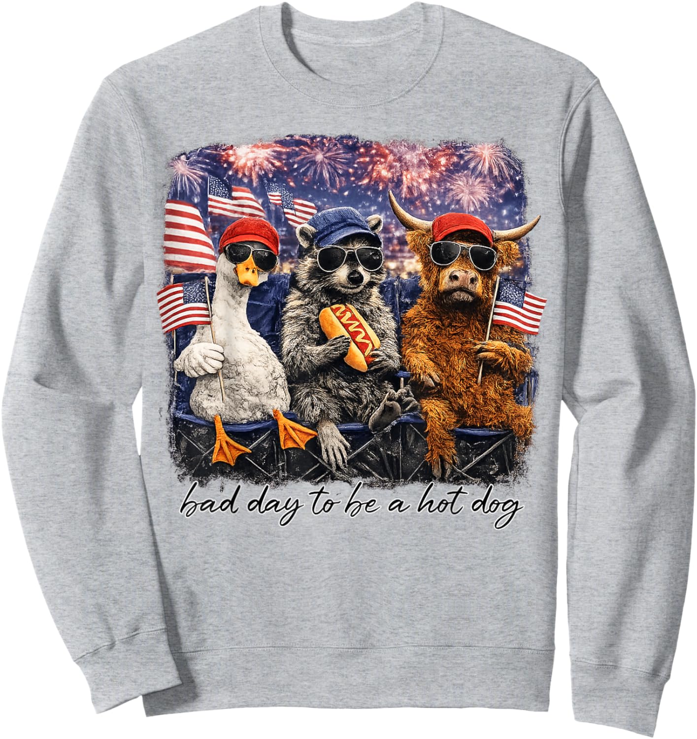 Funny 4th of July Independence Day Bad Day to Be A Hotdog Sweatshirt - Sweatshirt | Ash