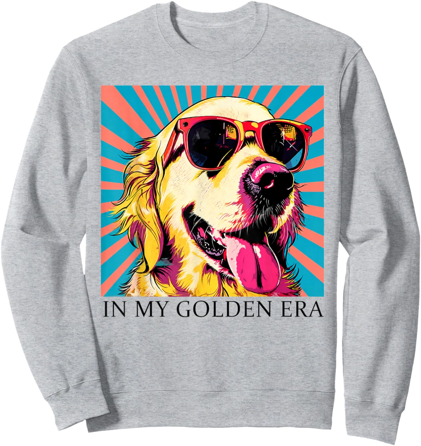 in My Golden Retriever 70s Era Funny Retriever Graphic Sweatshirt - Sweatshirt | Ash