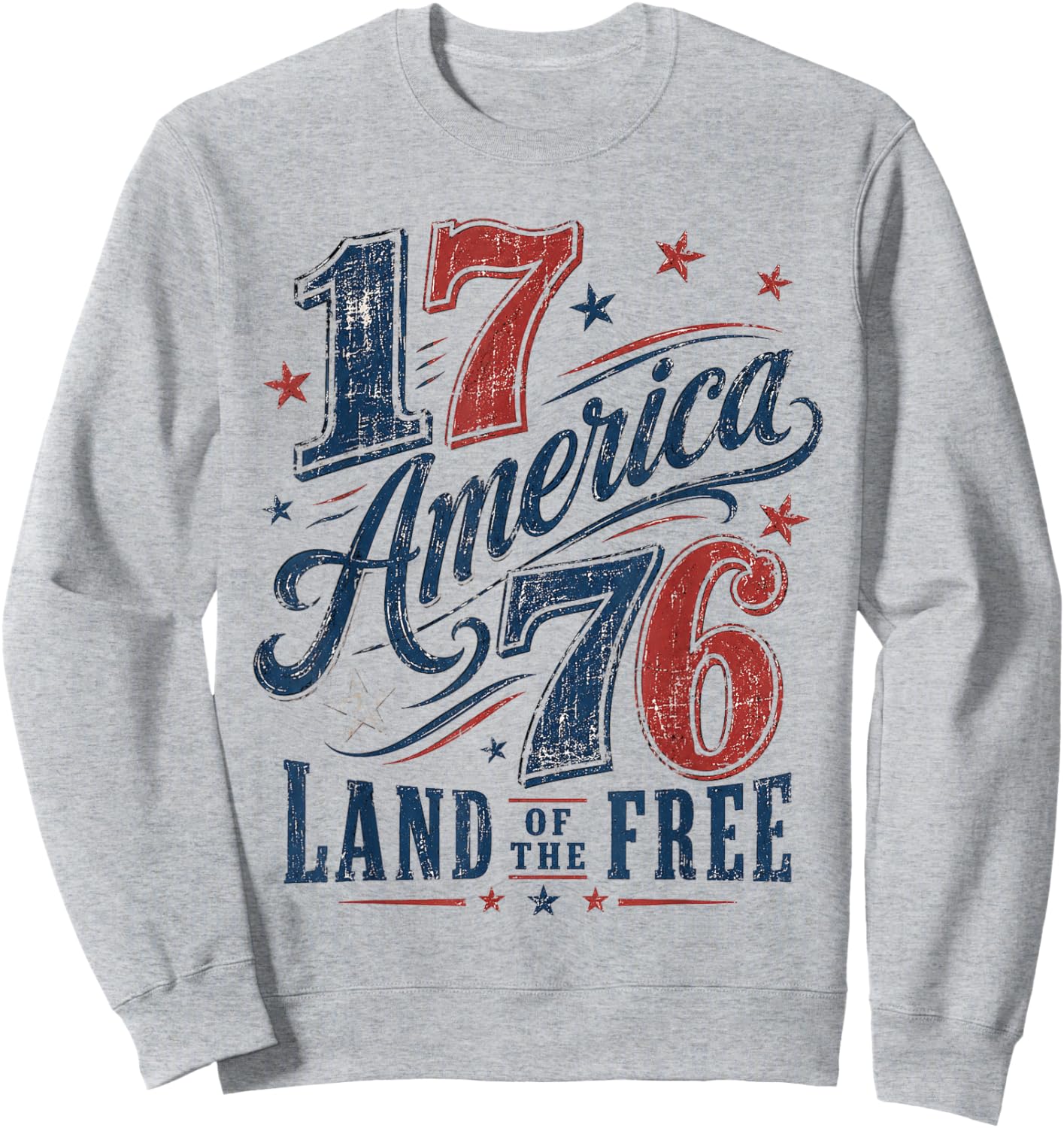 Vintage 1776 America Land of the Free Retro Patriotic Sweatshirt - Sweatshirt | Ash