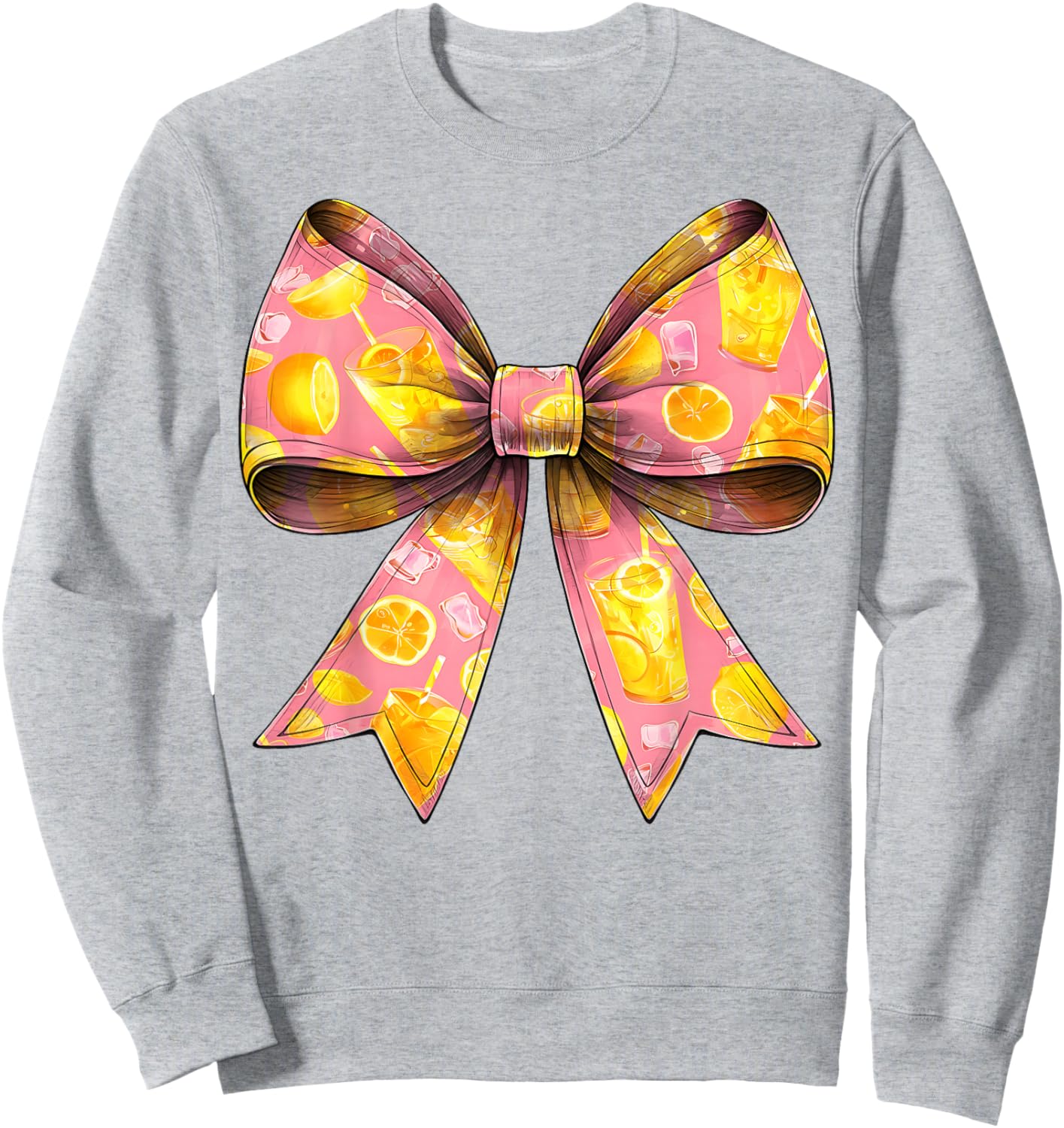 Coquette Bow Lemonade Stand Lemon Juice Pattern Girl Mom Sweatshirt - Sweatshirt | Ash