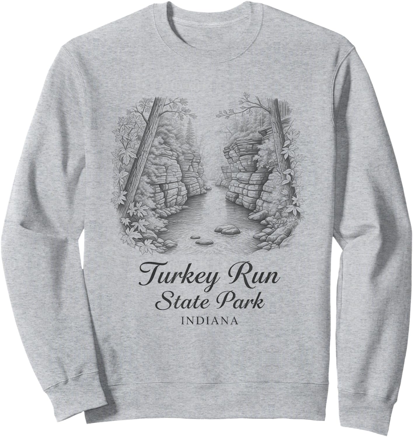 Turkey Run State Park Indiana Sketch Art Design Sweatshirt - Sweatshirt | Ash