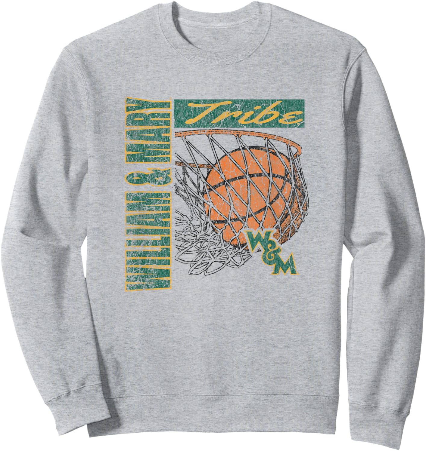 William & Mary Tribe Vintage Basketball 90's White Sweatshirt - Sweatshirt | Ash