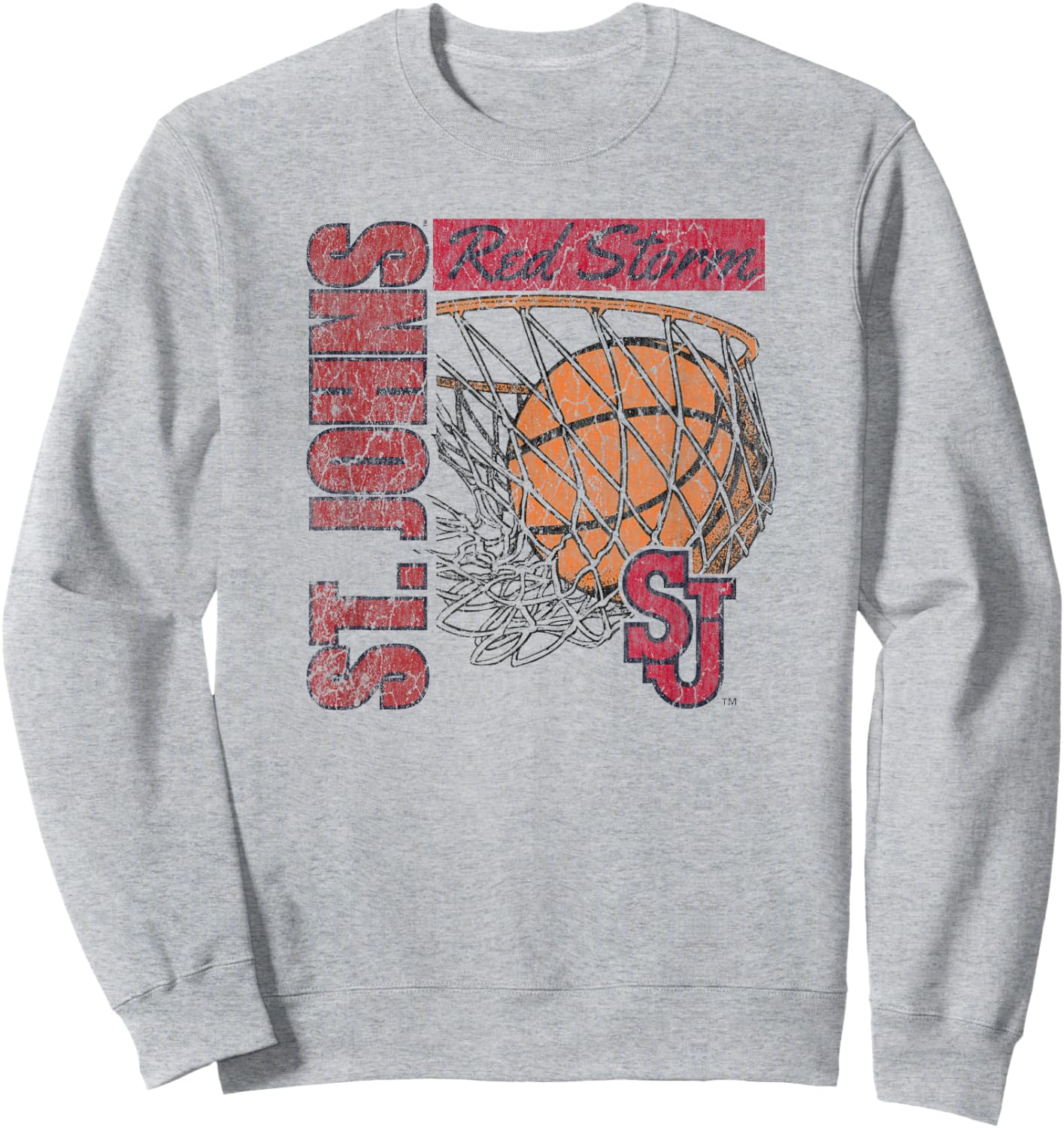 St. John's Red Storm Vintage Basketball 90's White Sweatshirt - Sweatshirt | Ash