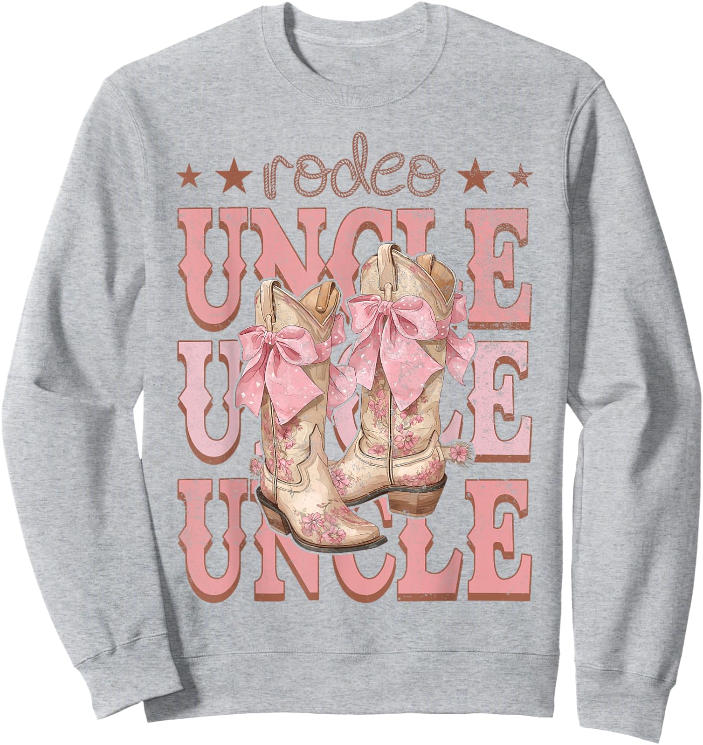 Rodeo Uncle Pink Boots Coquette Cow-Girl Birthday Party Sweatshirt - Sweatshirt | Ash
