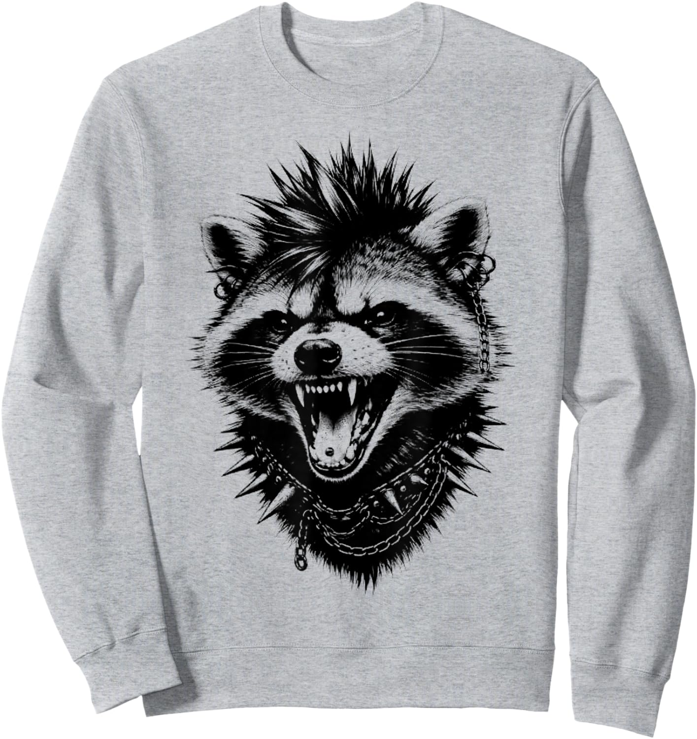 Punk Raccoon Mohawk Metalhead Punk Rock Animal Sweatshirt - Sweatshirt | Ash
