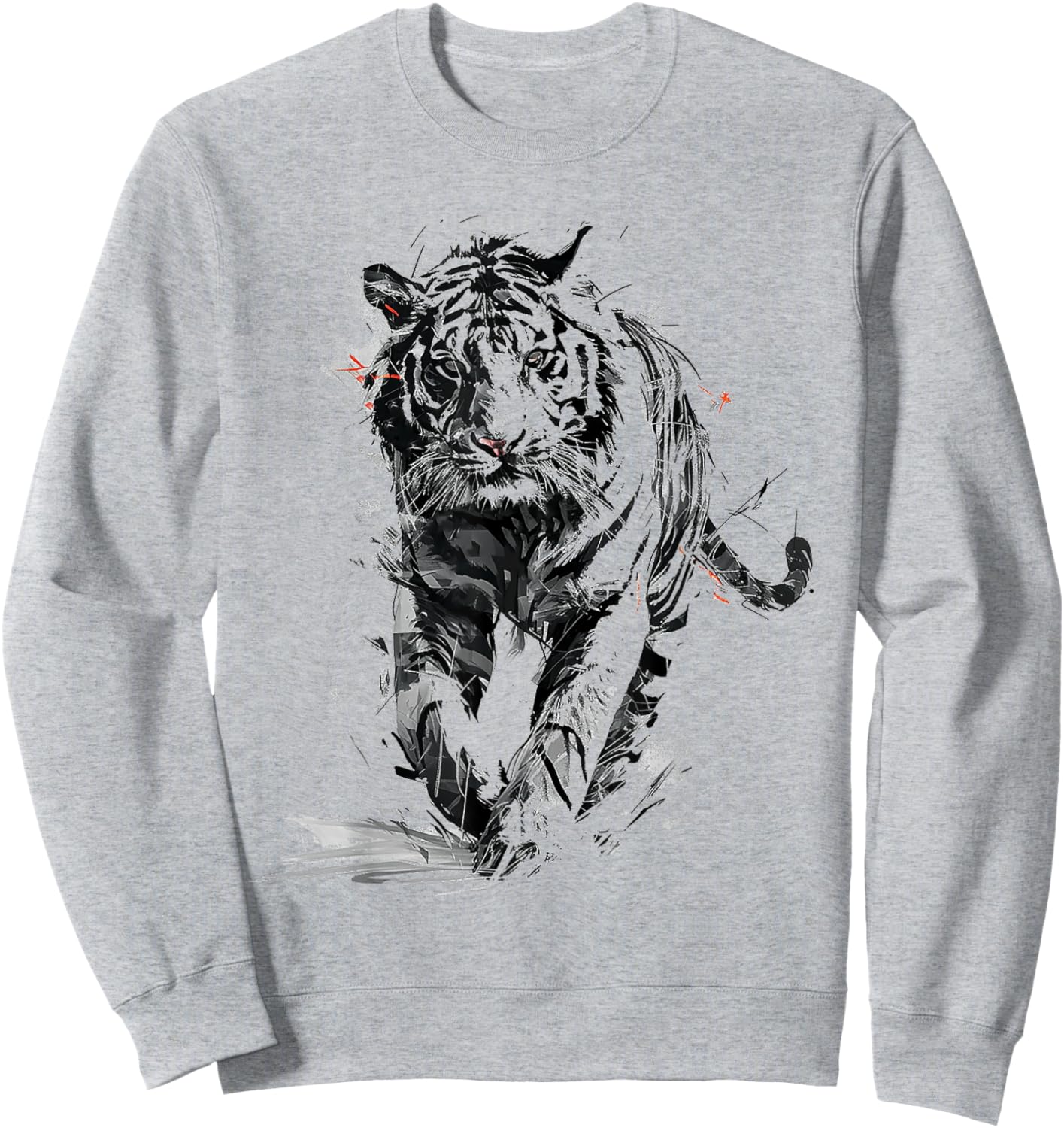 Tiger Animal Print Zoo Drawing Artwork Abstract Tiger Sweatshirt - Sweatshirt | Ash