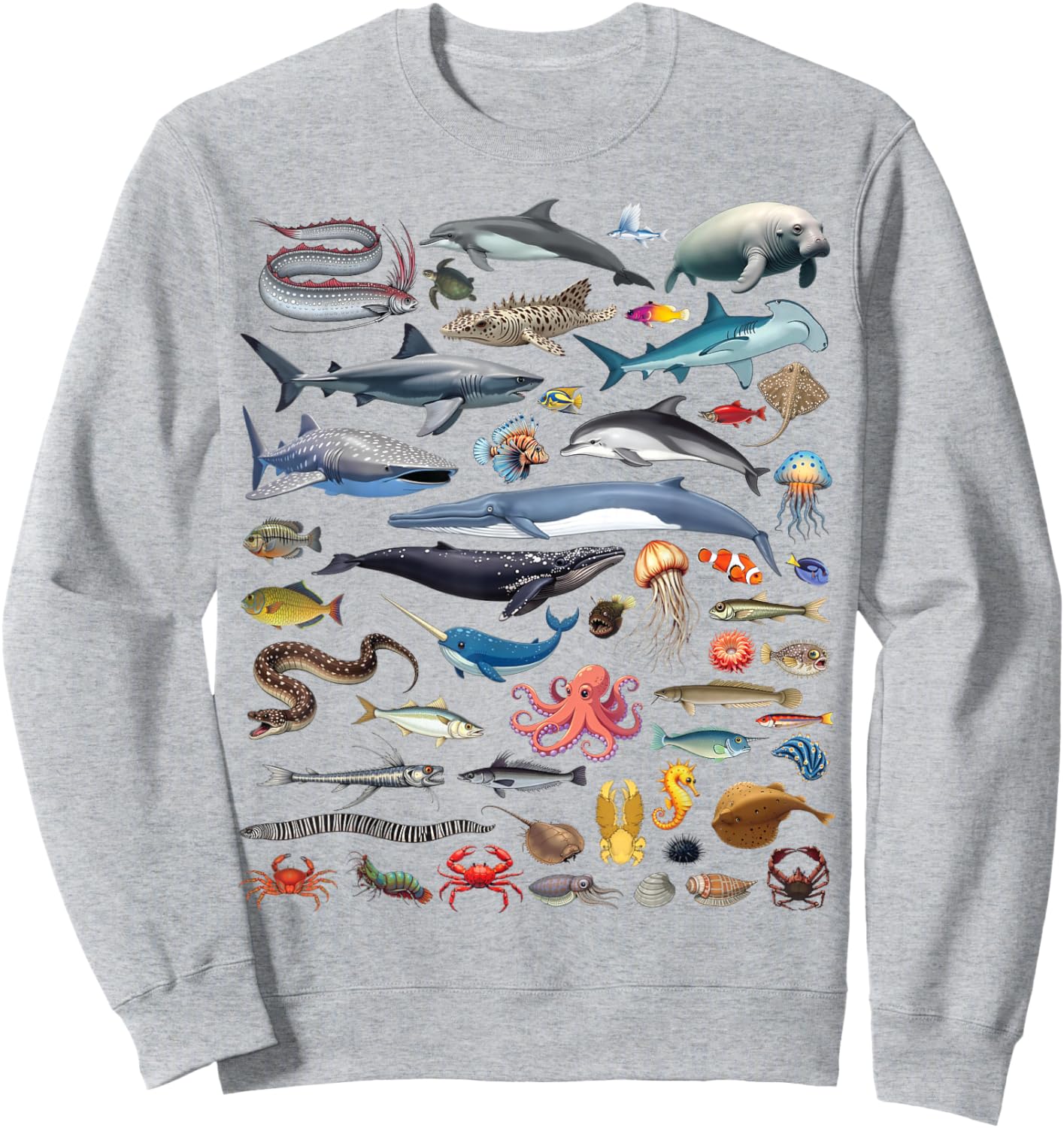 Ocean Creatures Collection Marine Life Sea Animals Sweatshirt - Sweatshirt | Ash