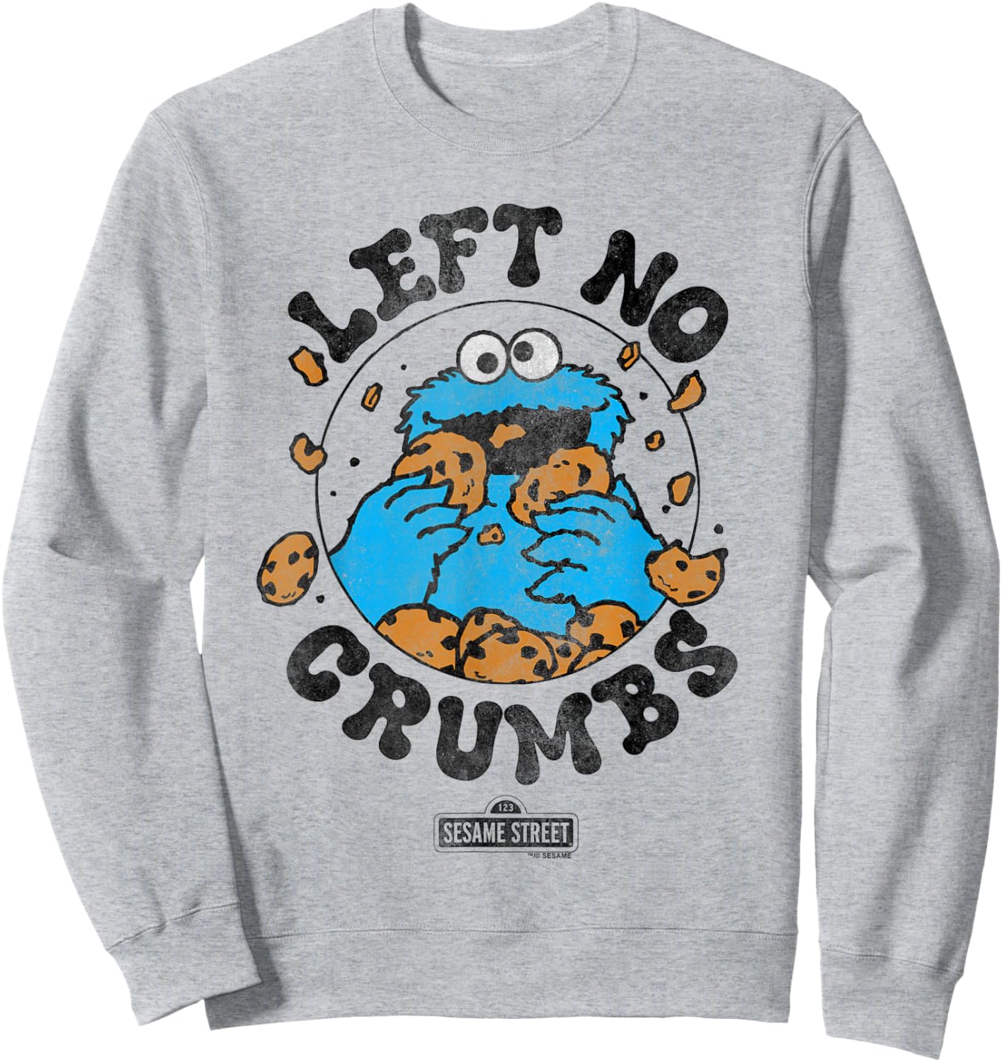 Sesame Street Cookie Monster He Ate Circle Sweatshirt - Sweatshirt | Ash