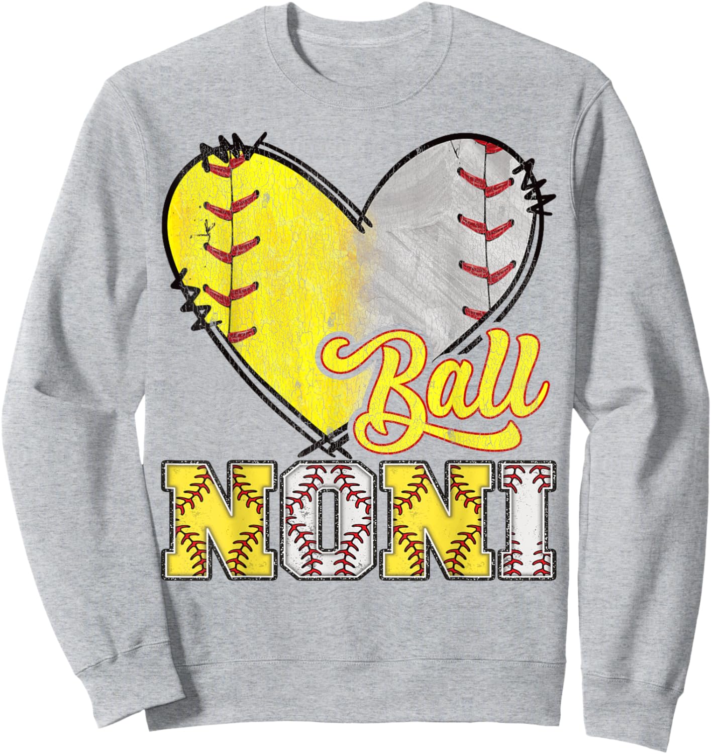 Noni Of Both Ball Noni Softball Baseball Game Day Sweatshirt - Sweatshirt | Ash