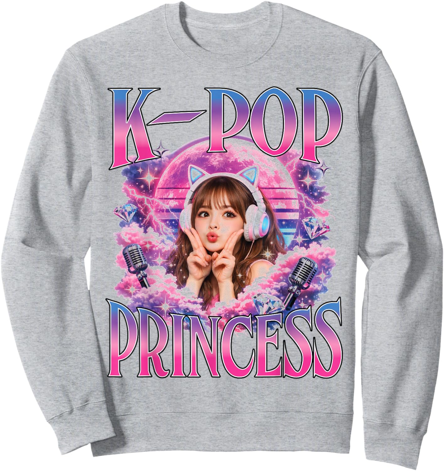 K-Pop Princess Aesthetic Bootleg Musik Fan Mädchen Sweatshirt - Sweatshirt | Ash