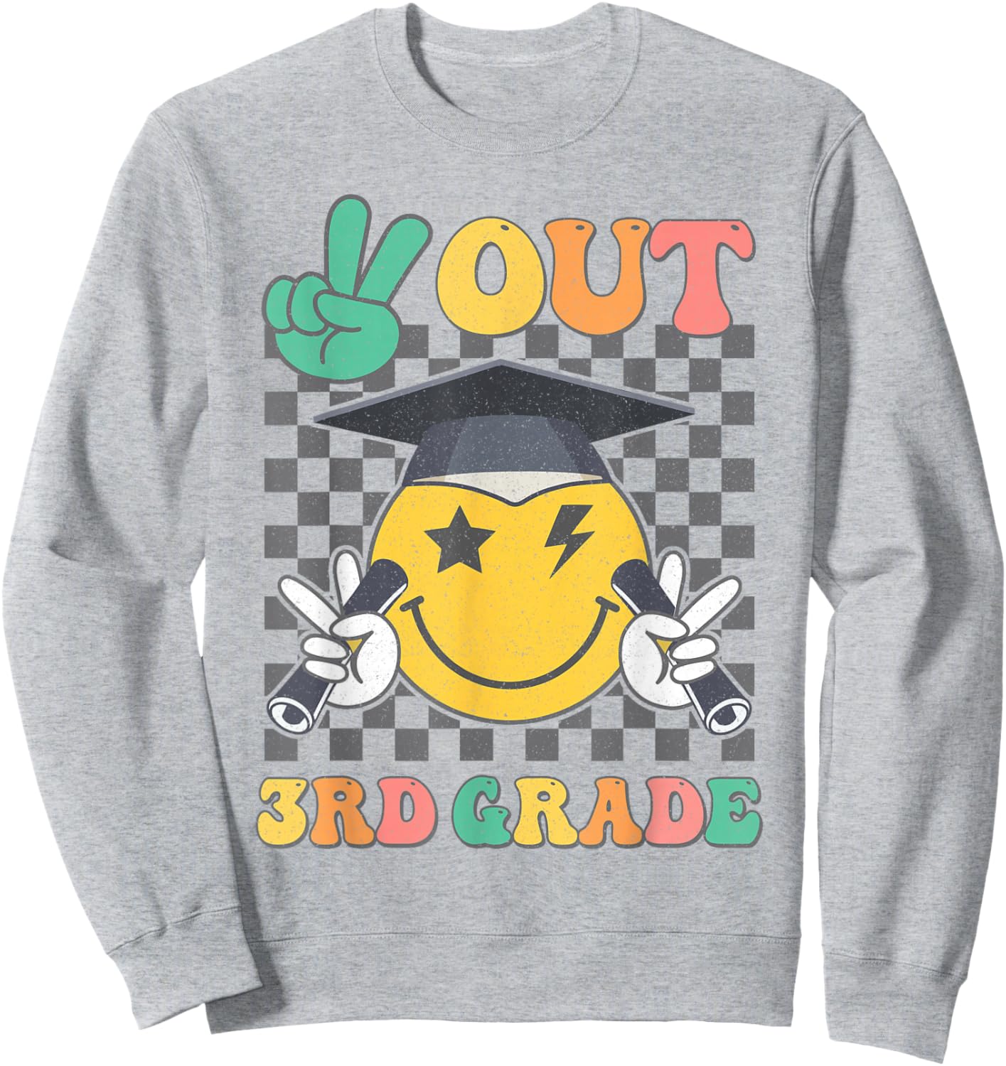Groovy Peace Out 3rd Grade Last Day of School Third Grade Sweatshirt - Sweatshirt | Ash