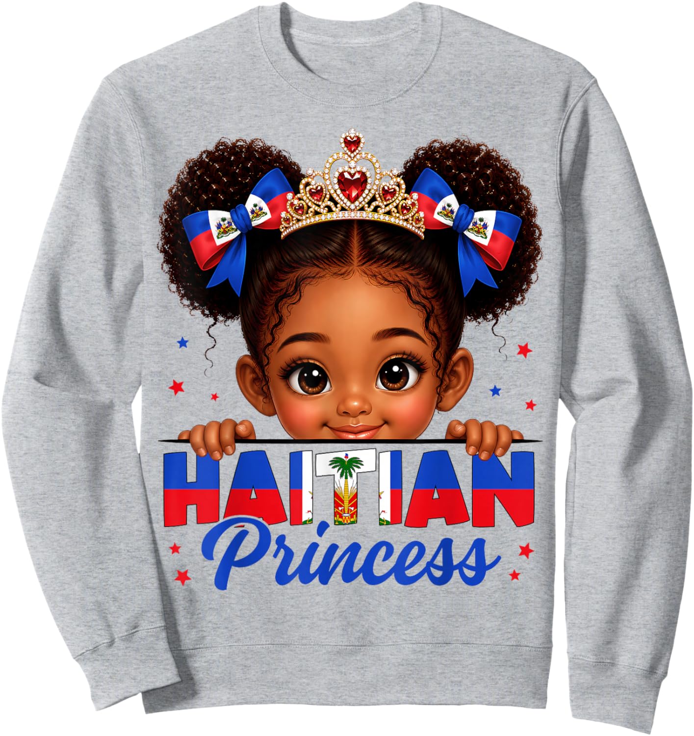 Haitian Princess Haiti Flag Day Melanin Girls Kids Toddlers Sweatshirt - Sweatshirt | Ash