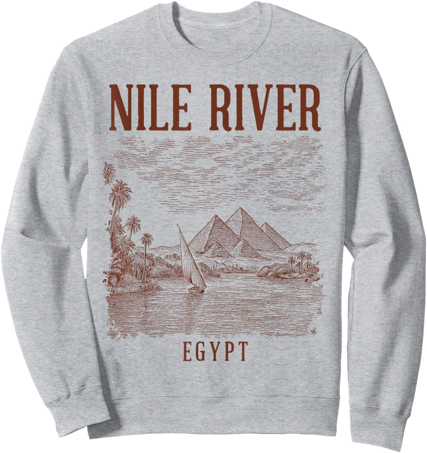 Nile River Egypt Traveling Nature Lover Exploring Pyramid Sweatshirt - Sweatshirt | Ash