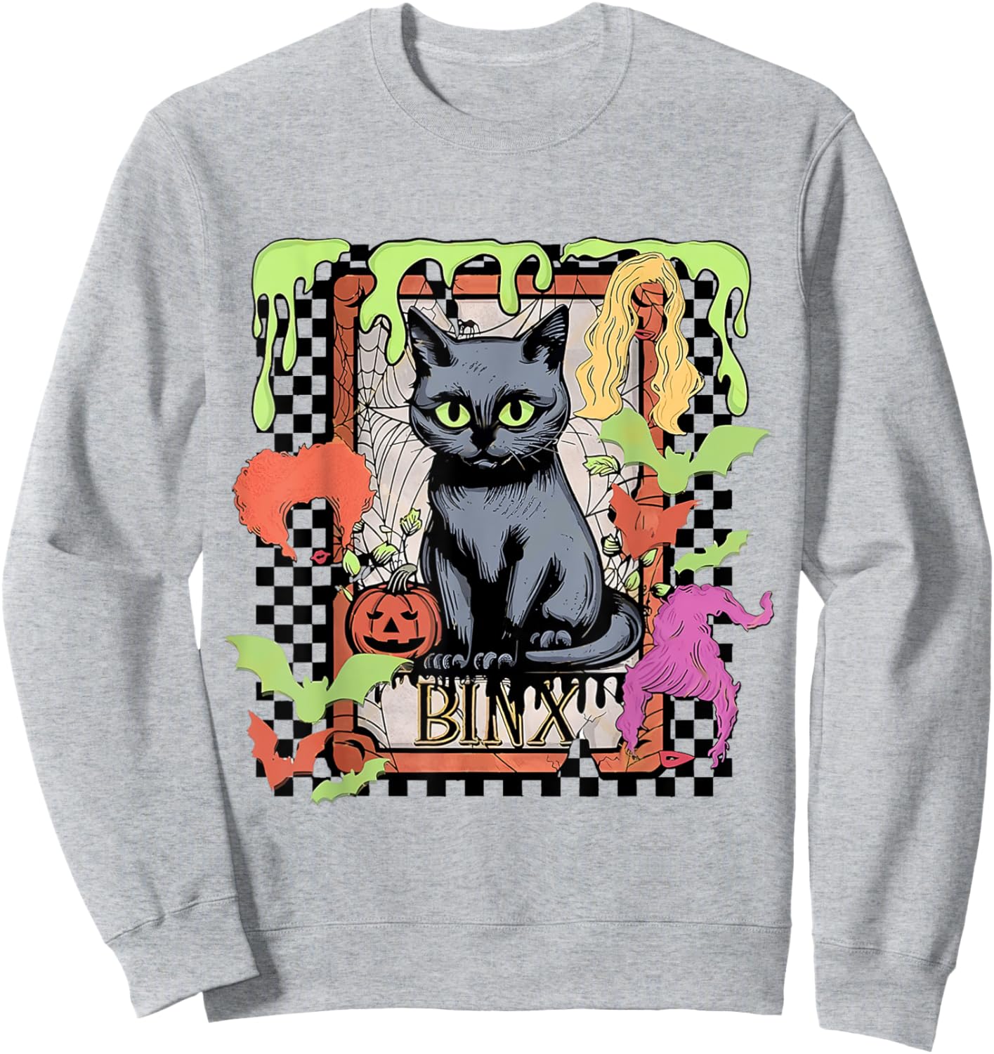 Black Cat Witch Binx Halloween Women Kids Sweatshirt - Sweatshirt | Ash
