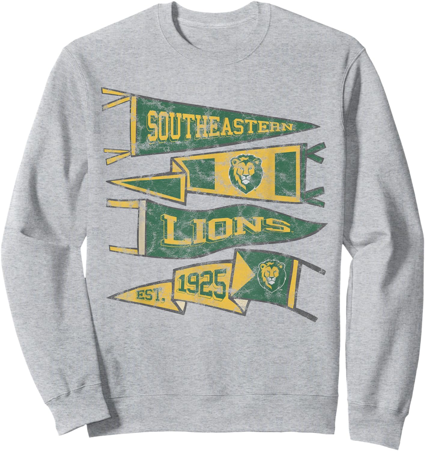 Southeastern Louisiana University Lions Distressed Pennants Sweatshirt - Sweatshirt | Ash