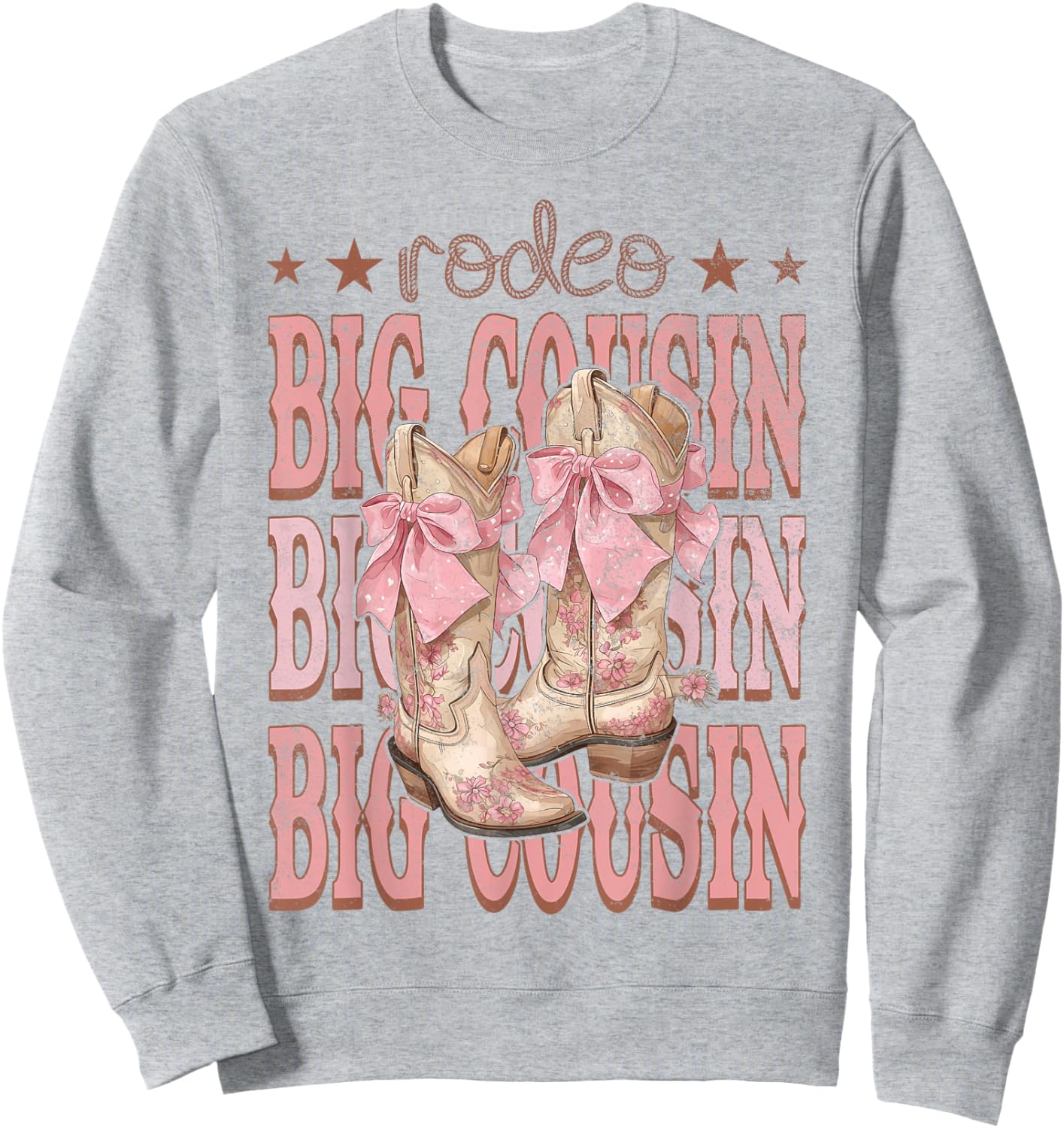 Rodeo Big Cousin Pink Boots Coquette Cow-Girl Birthday Party Sweatshirt - Sweatshirt | Ash