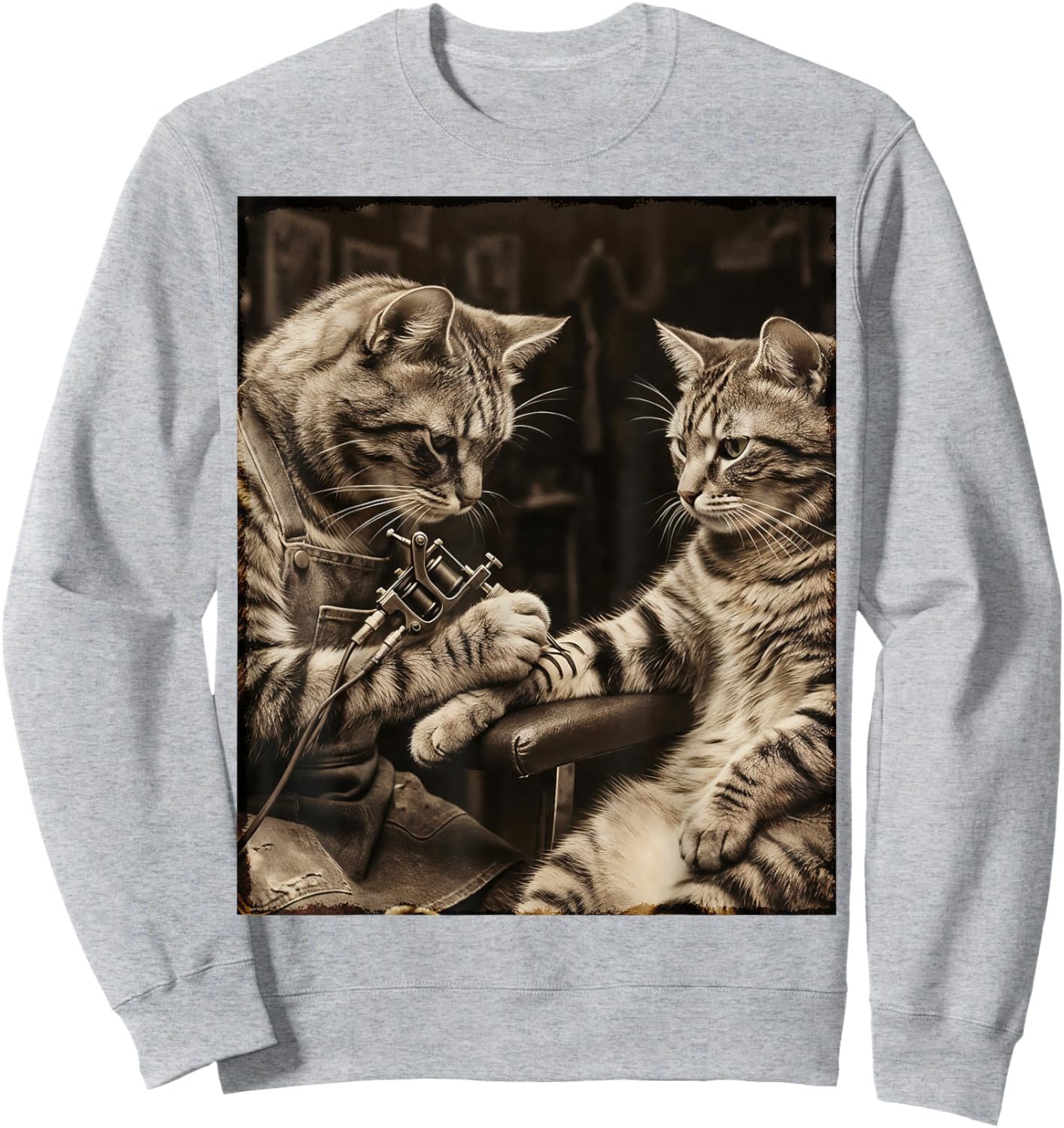 Chat Tatouage Chat Drôle Meme Encres Kitty Humour Tatoueur Artiste Sweatshirt - Sweatshirt | Ash
