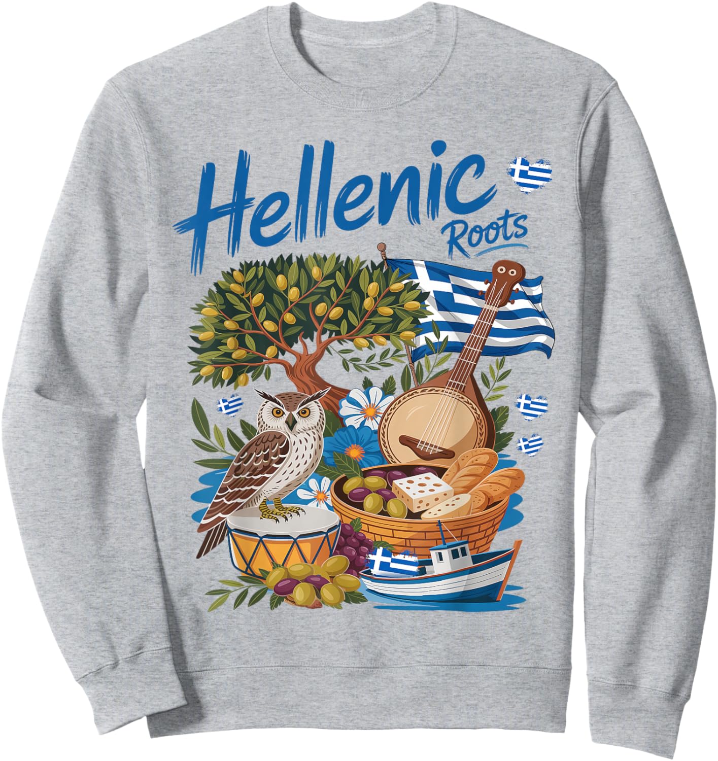 Greek Flag Outfit Idea for Kids with Hellenic Greece Roots Sweatshirt - Sweatshirt | Ash